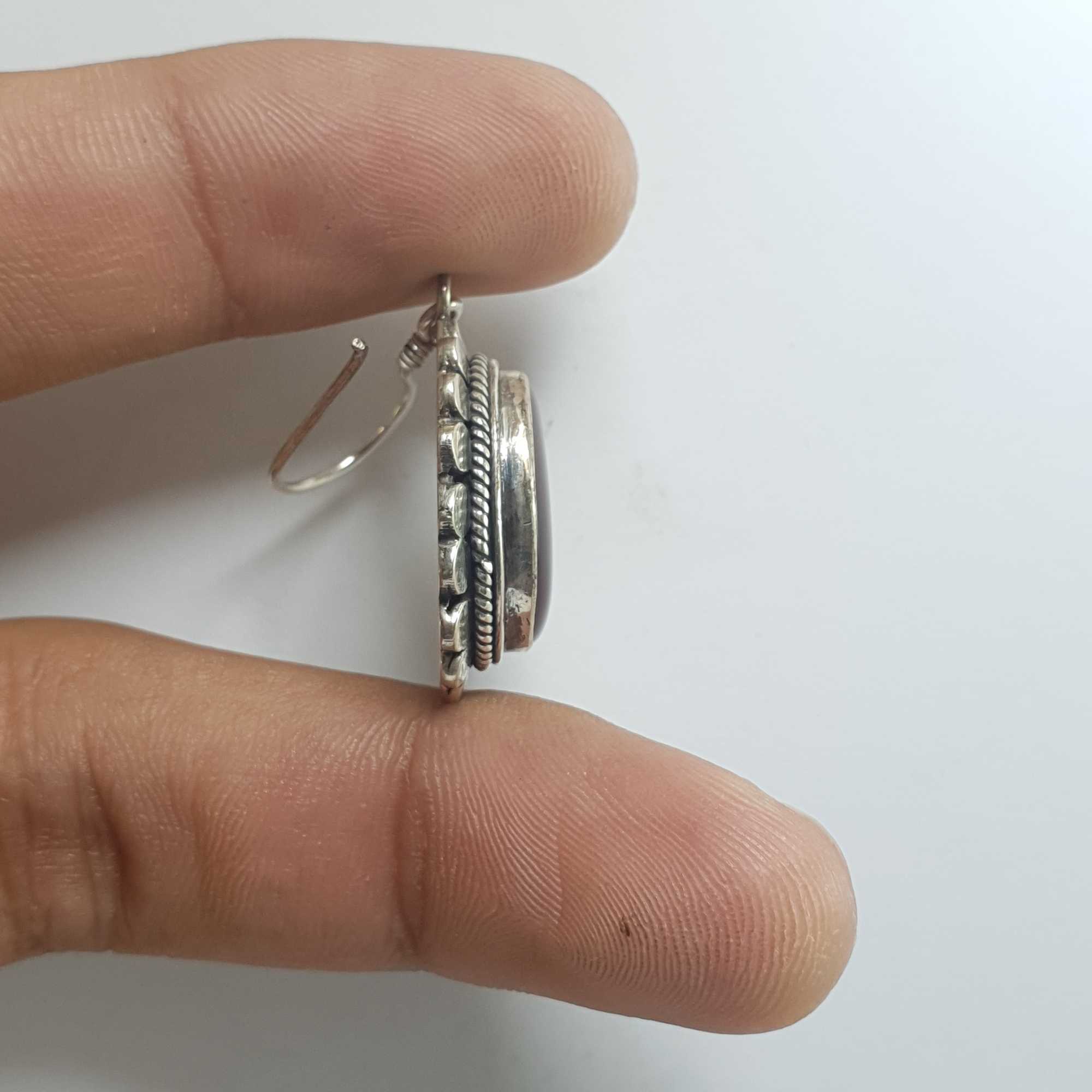 Silver Earrings With real Onyx Stone
