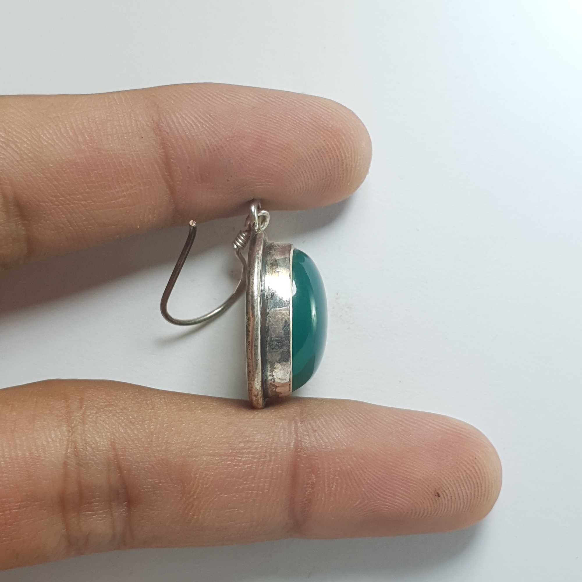 Silver Earrings With real Onyx Stone