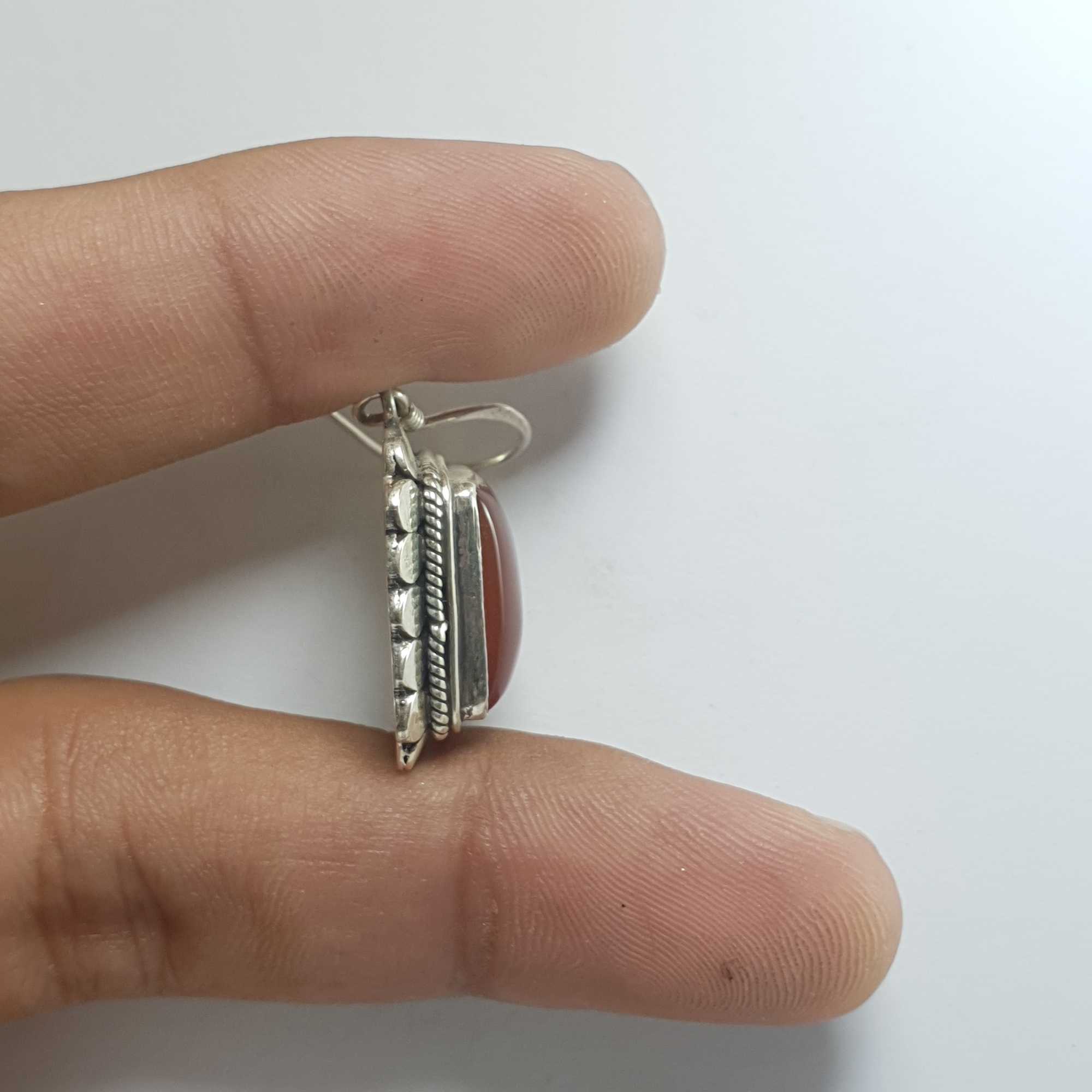 Silver Earrings With real Onyx Stone