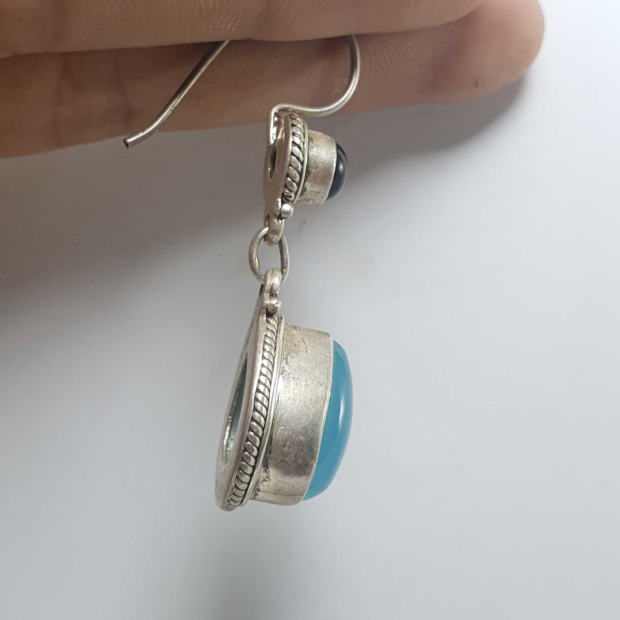 Silver Earrings With real Onyx Stone