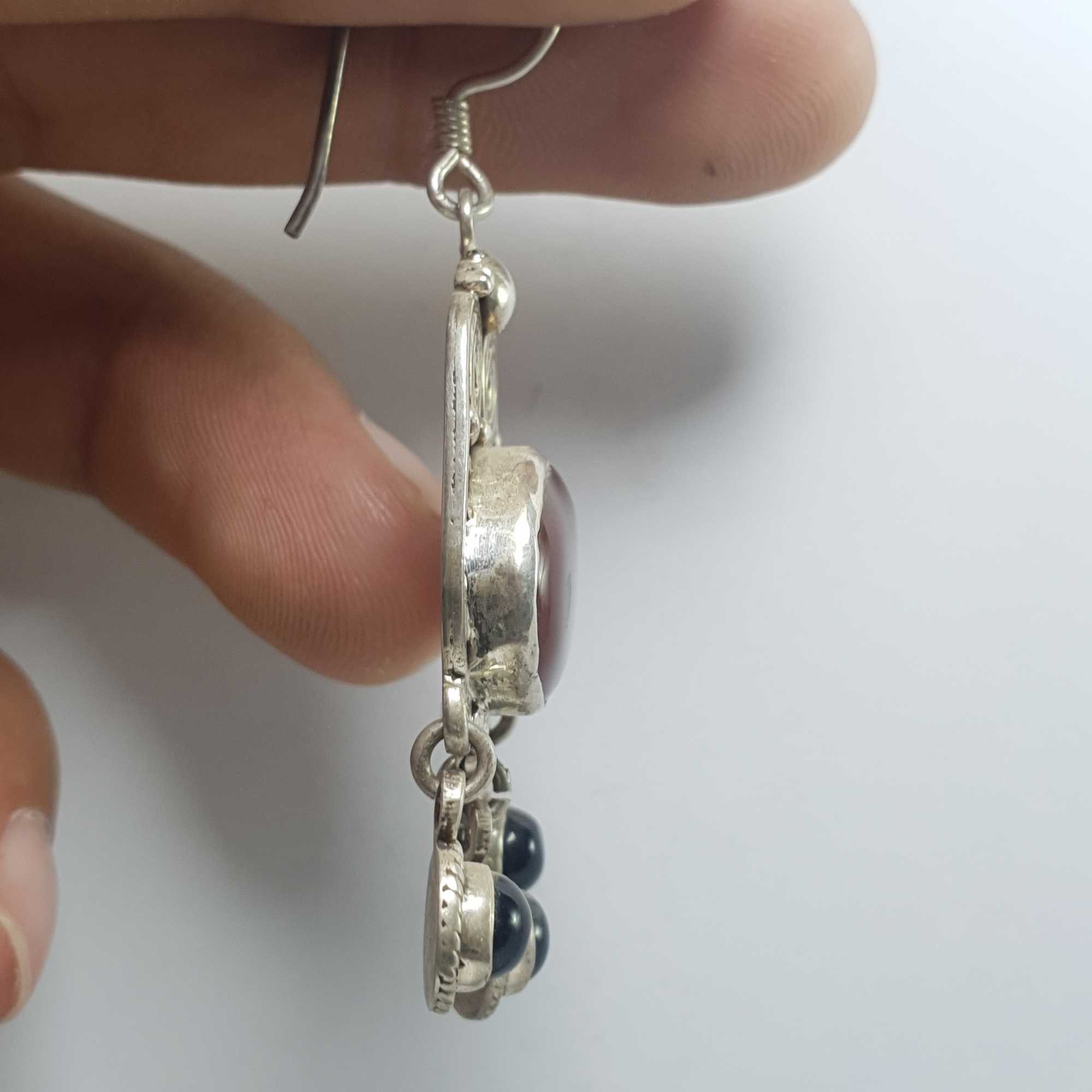 Silver Earrings With real Onyx Stone