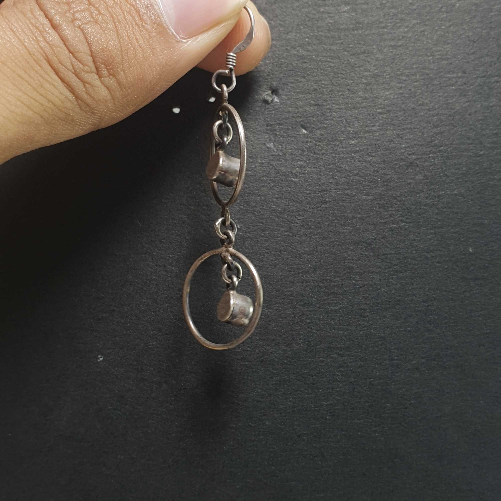 Silver Earrings With real Coral Stone
