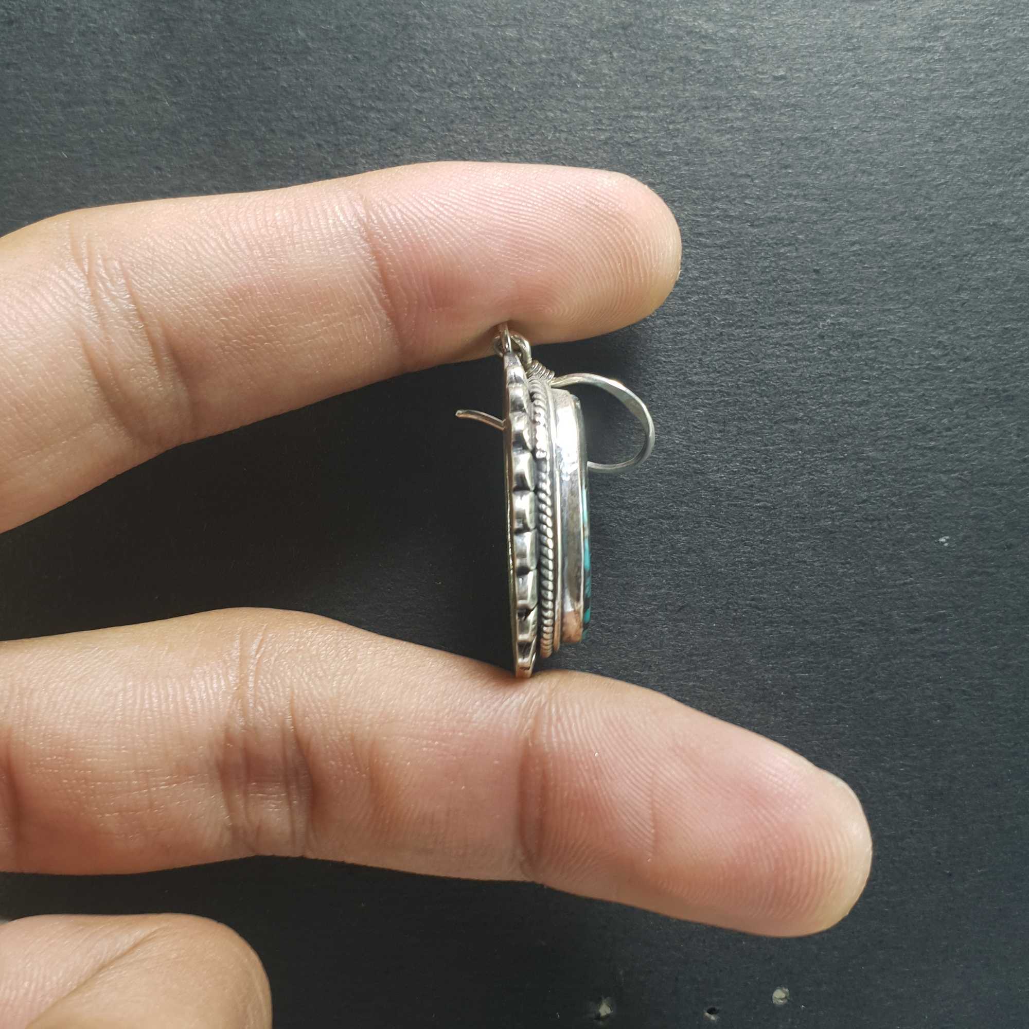 Silver Earrings With real Old Tibetan Turquoise