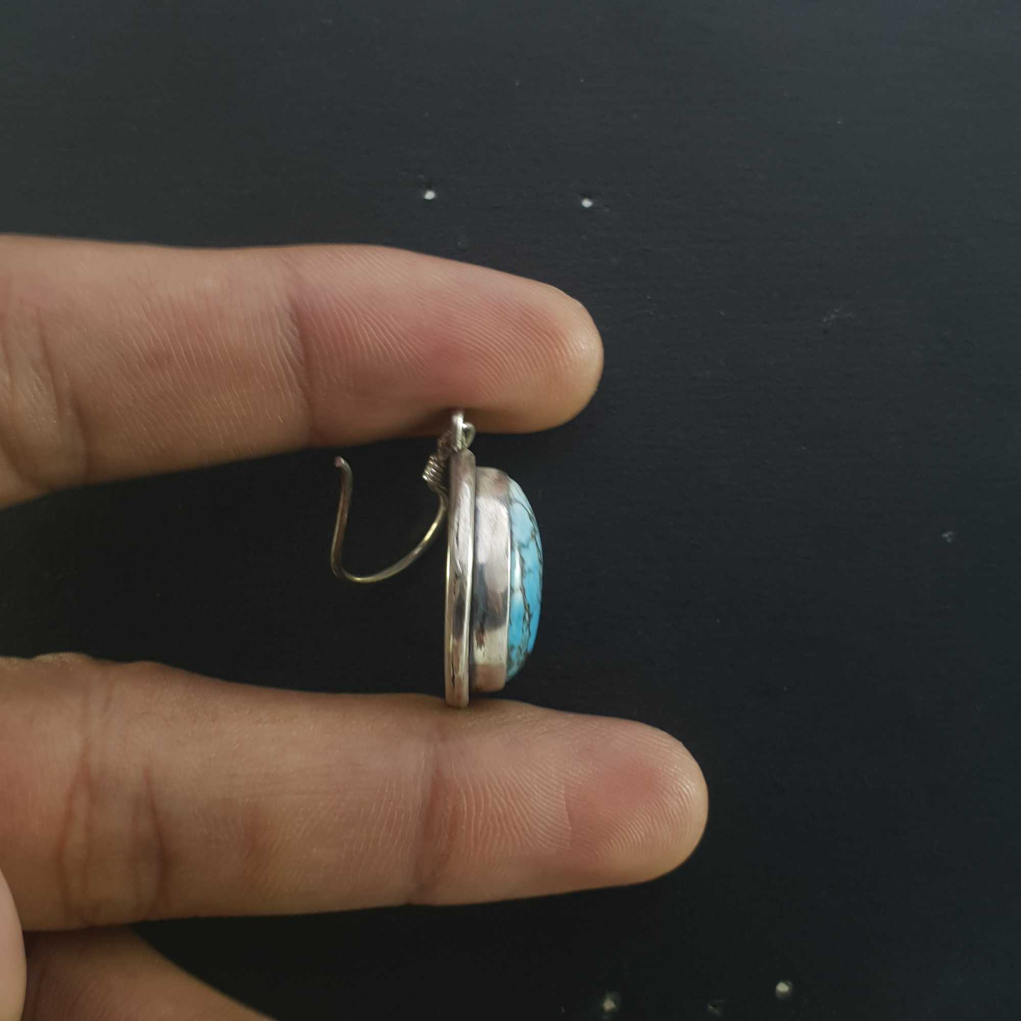 Silver Earrings With real Old Tibetan Turquoise