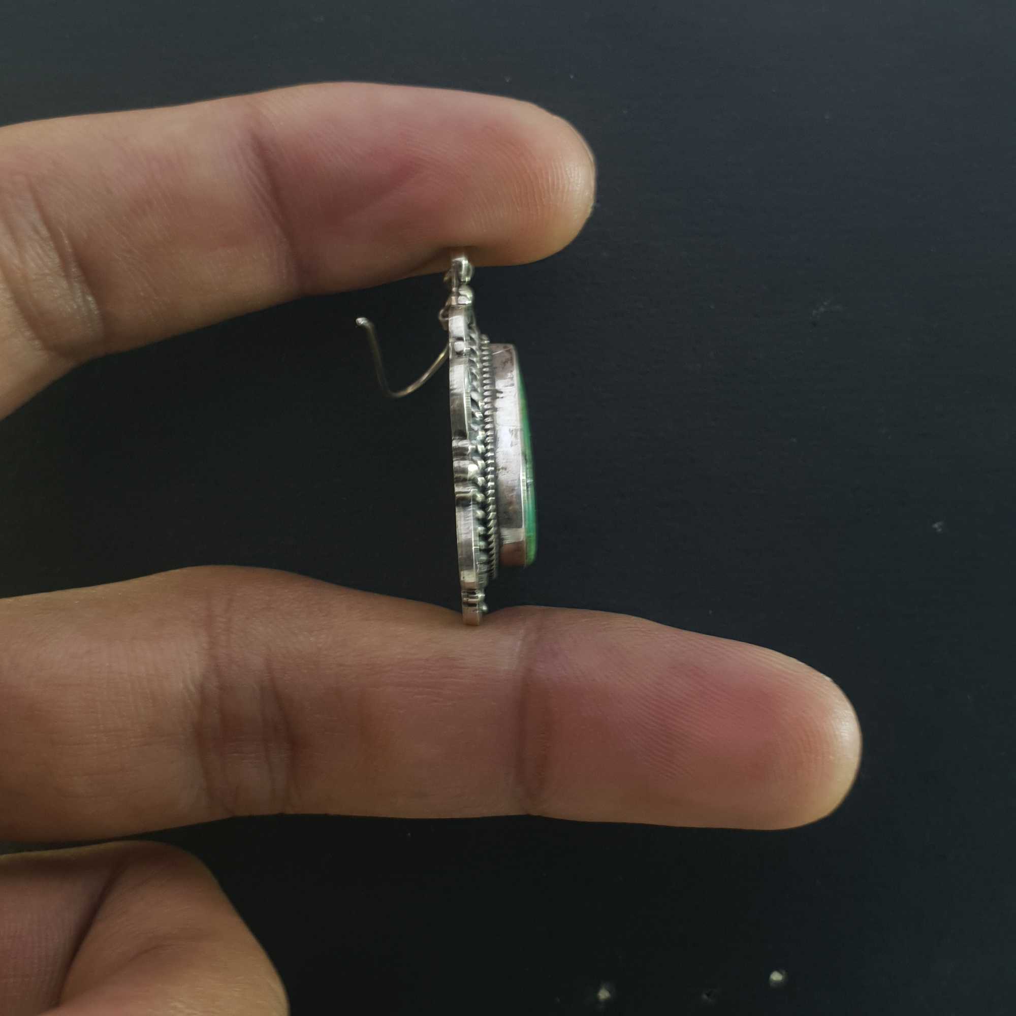 Silver Earrings With real Old Tibetan Turquoise