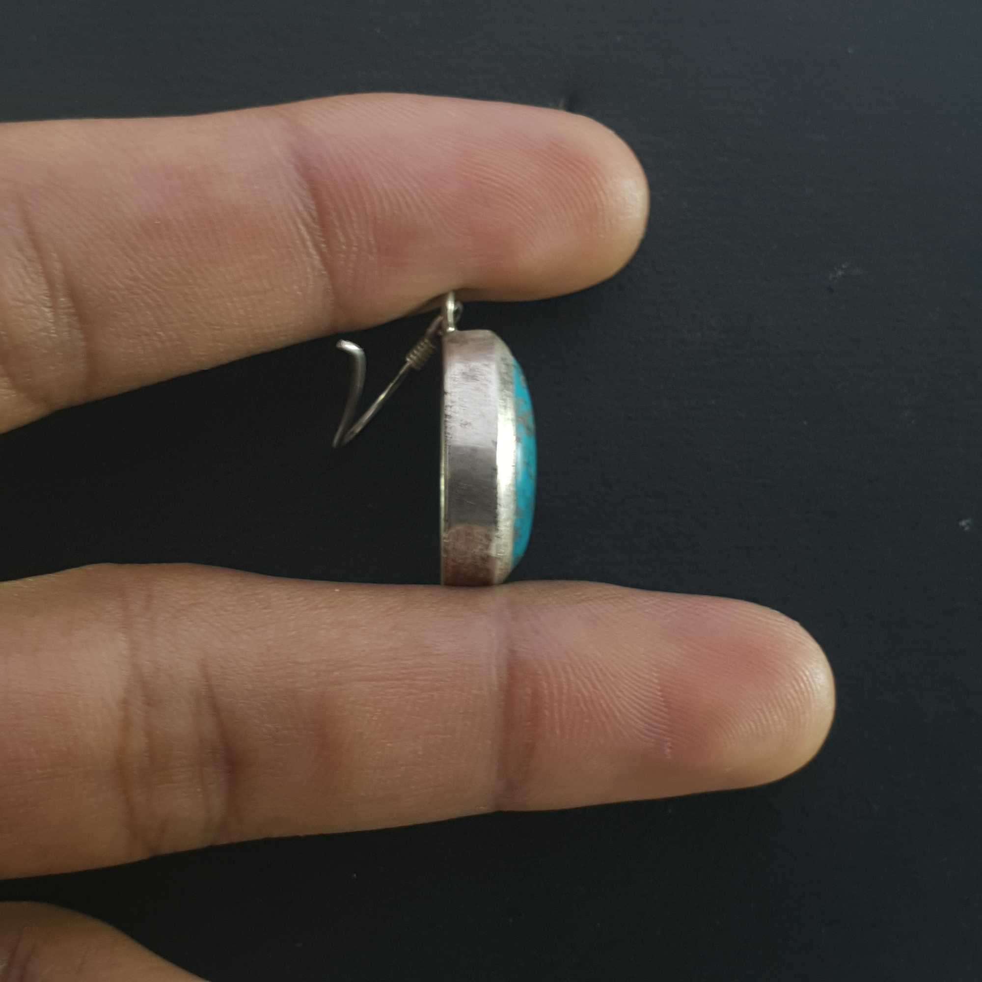 Silver Earrings With real Old Tibetan Turquoise