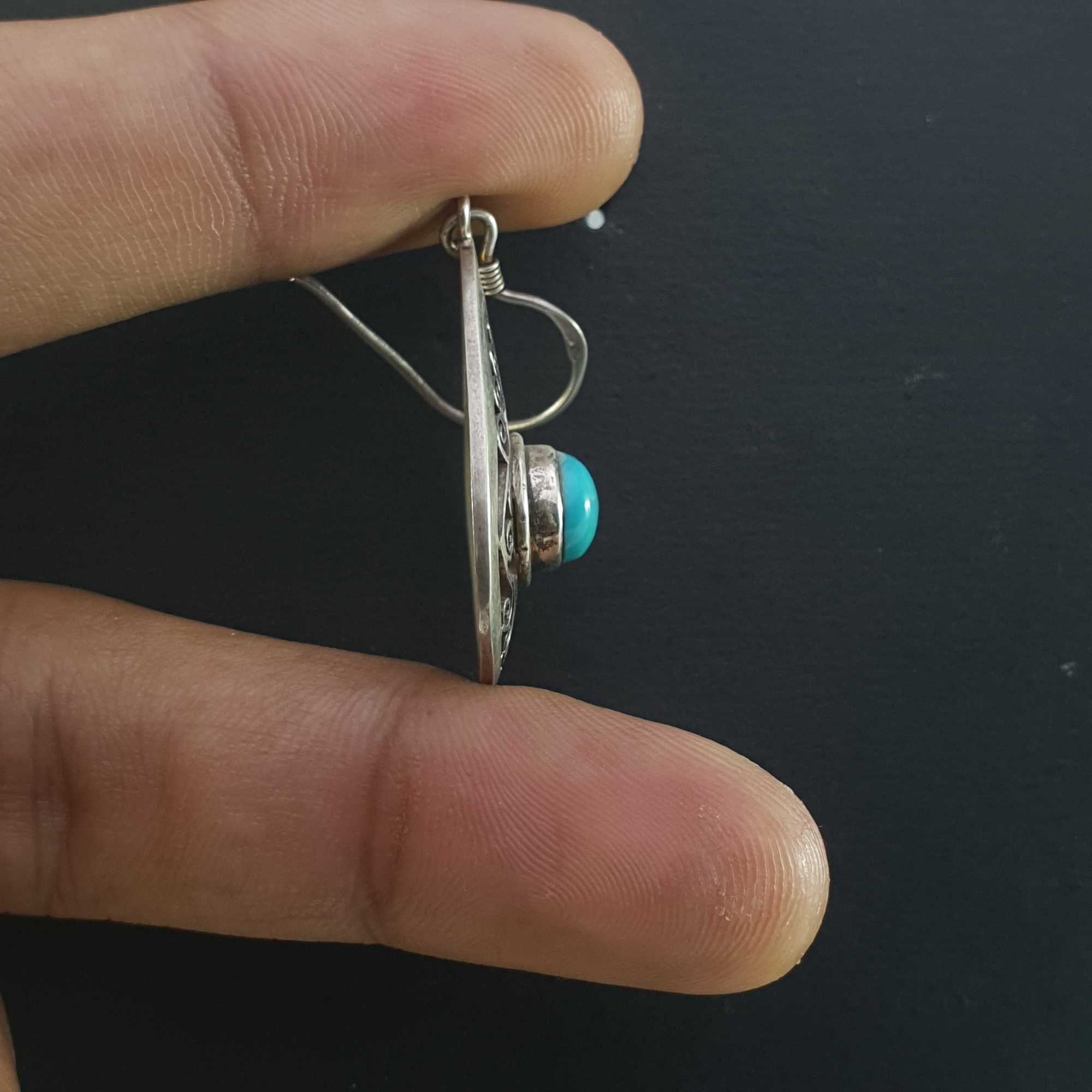 Silver Earrings With real Old Tibetan Turquoise