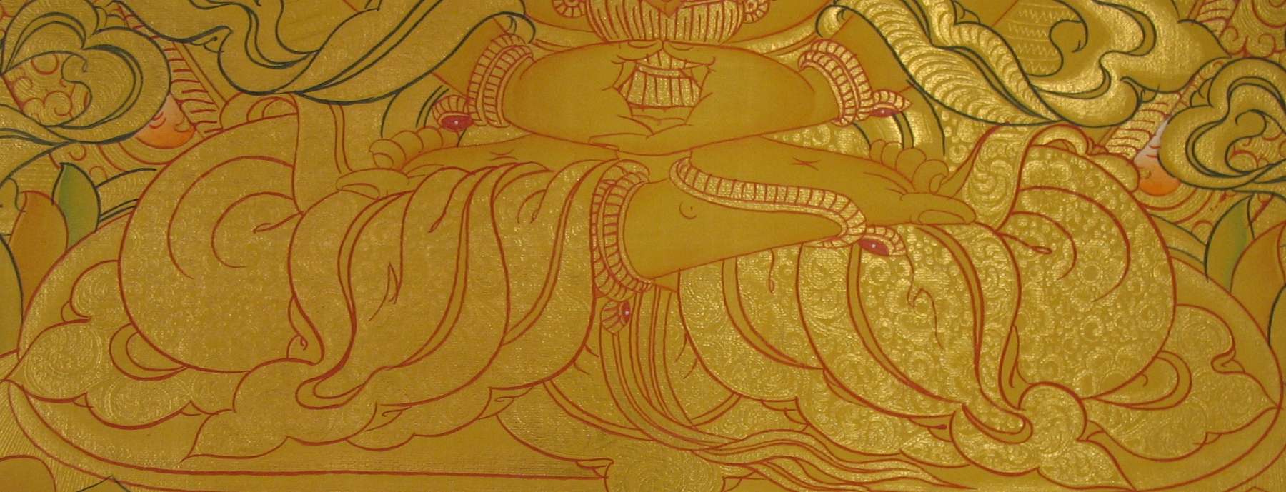 Tibetan Thangka Of Amitayus, 24k Real Gold