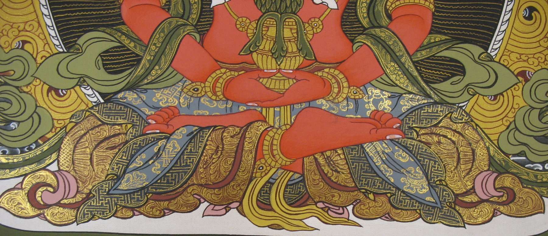 Tibetan Thangka Of Amitayus, 24k Real Gold