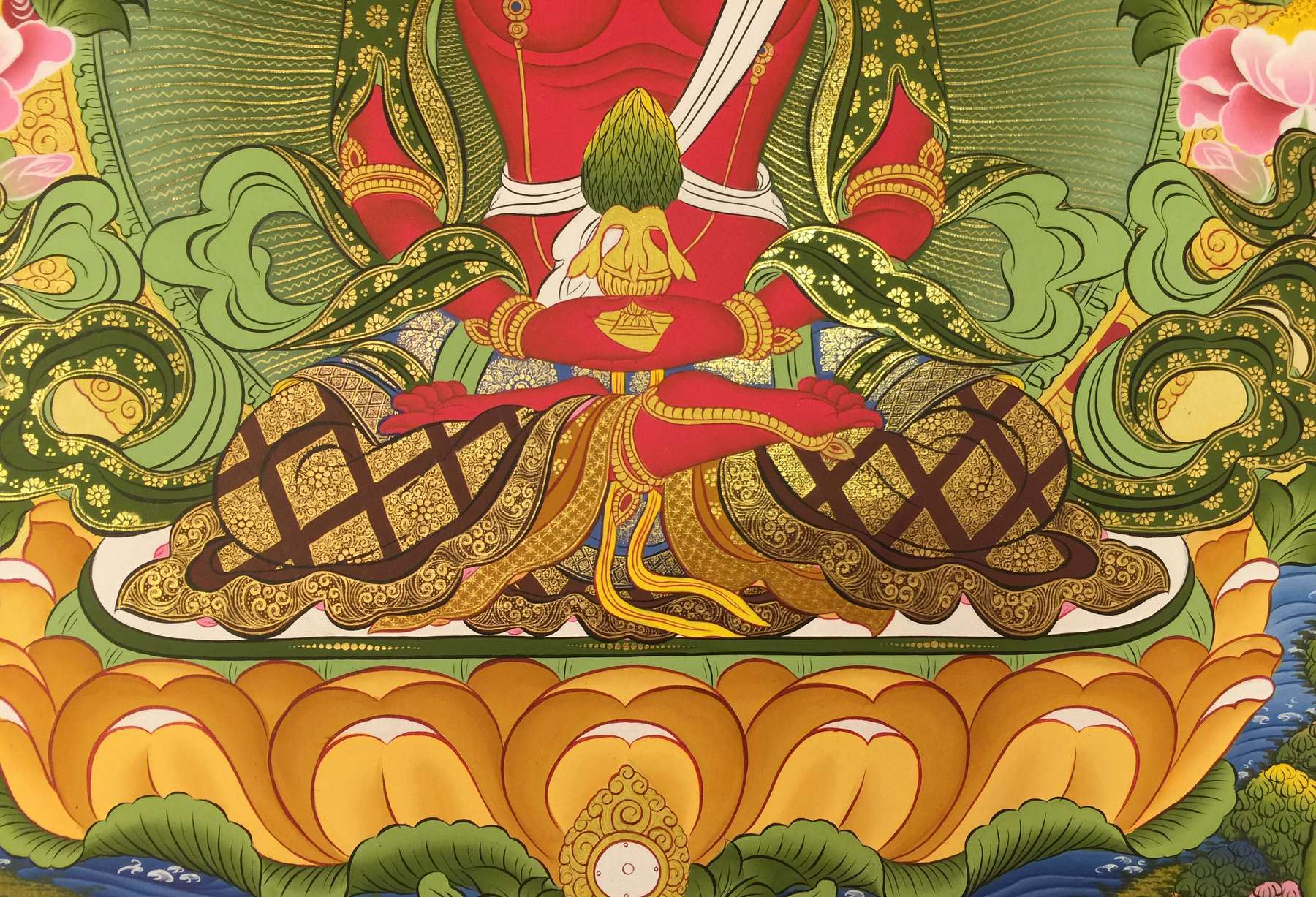 Tibetan Thangka Of Amitayus, 24k Real Gold