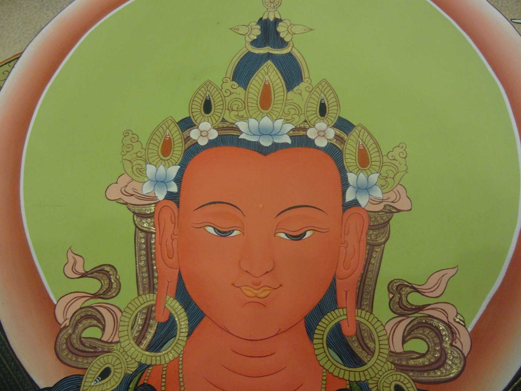 Tibetan Thangka Of Amitayus, 24k Real Gold