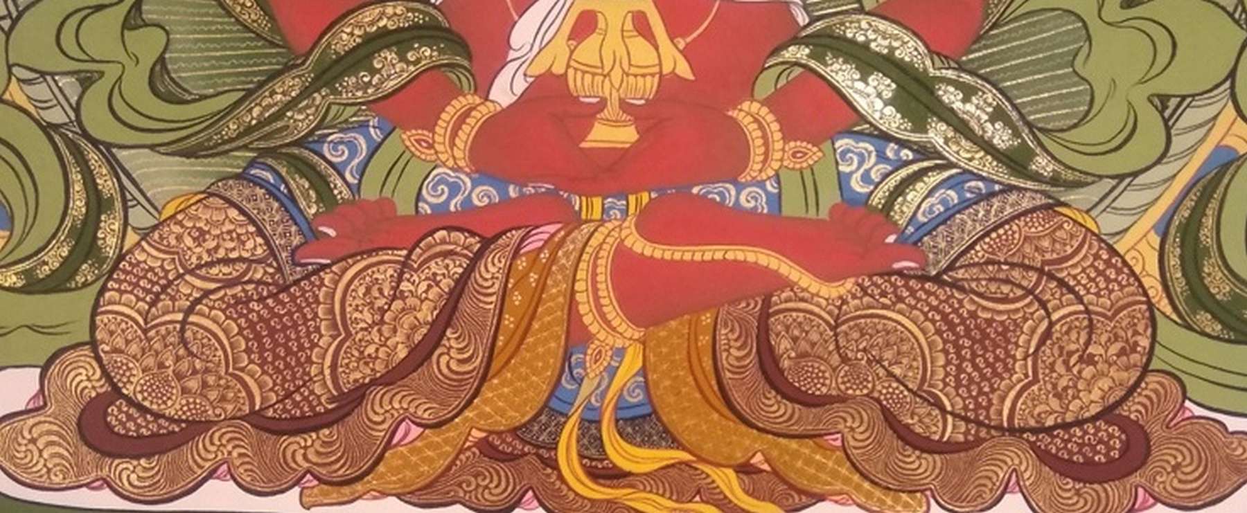 Tibetan Thangka Of Amitayus, 24k Real Gold