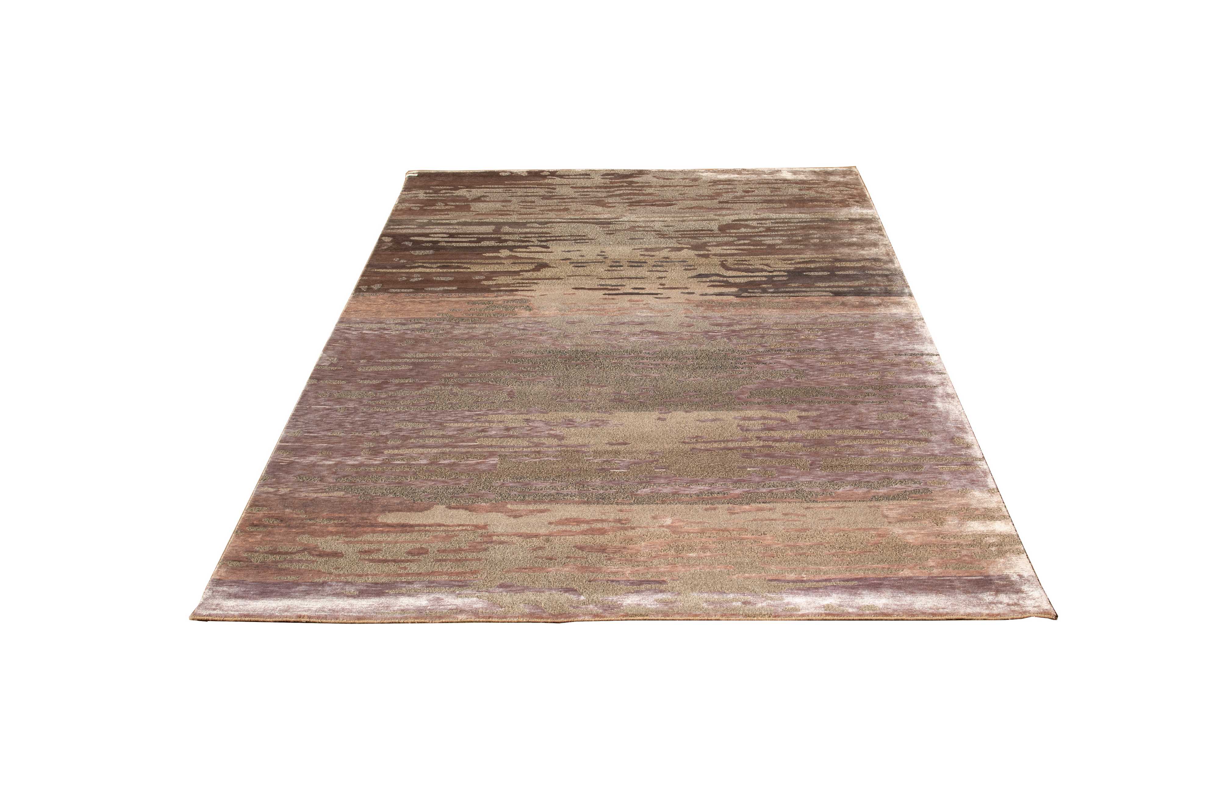 Nepali Handmade Wool And Silk Abstract Carpet 60 Knots, Grey Silk