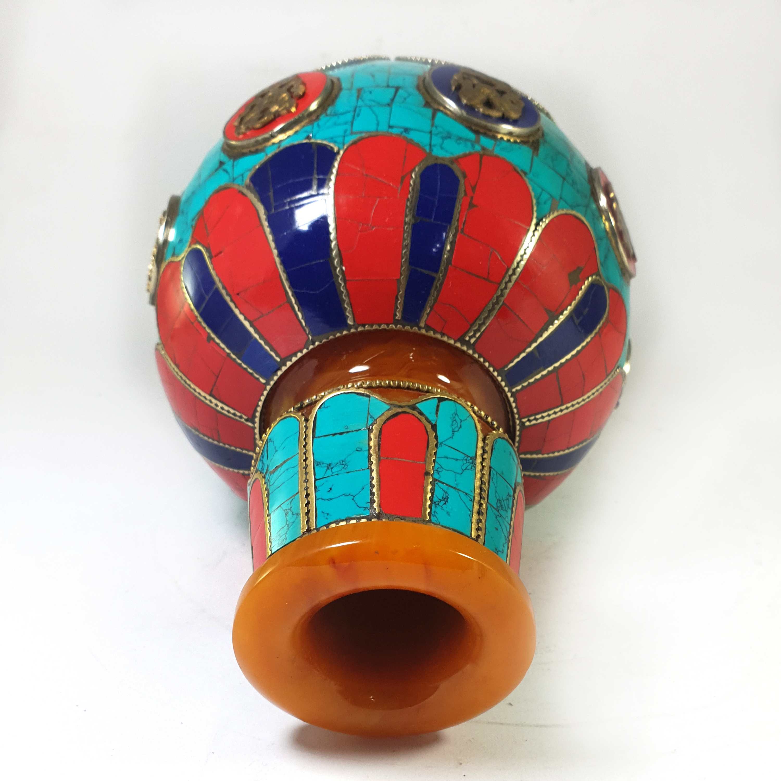 Imitation Amber Vase With stone And metal Setting