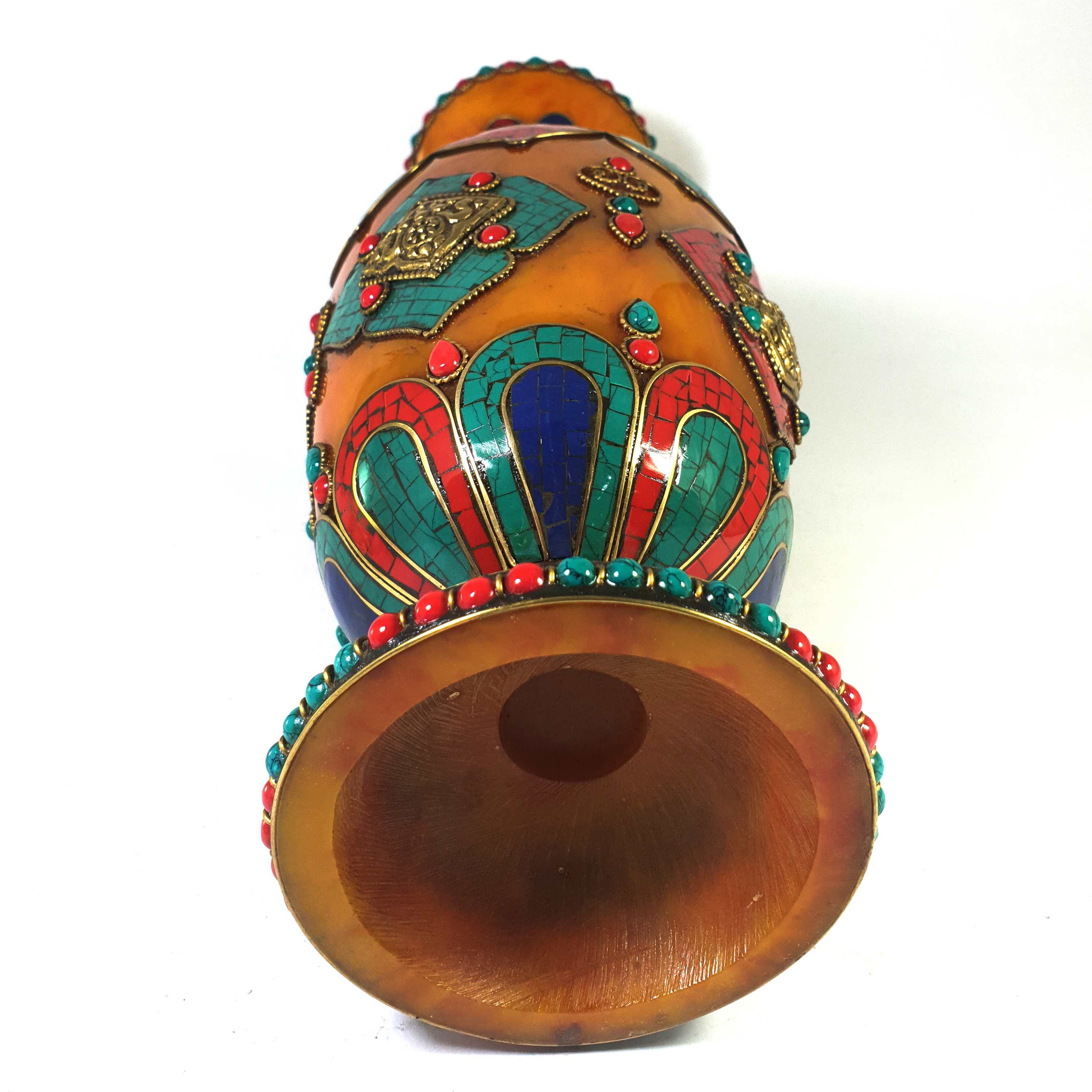 Imitation Amber Flower Vase With stone And metal Setting