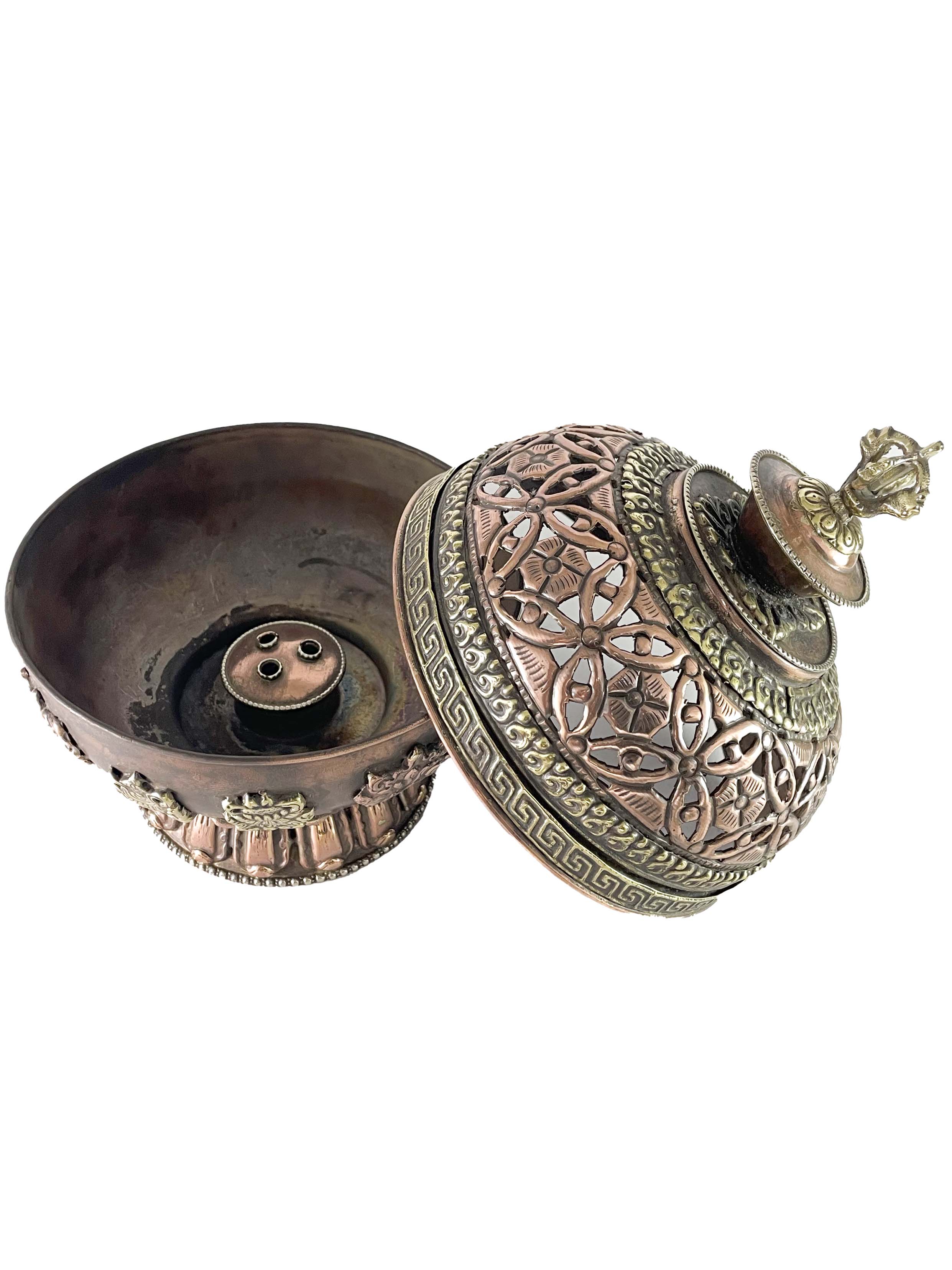 Hand Beaten Metal Incense Burner, <span Style=