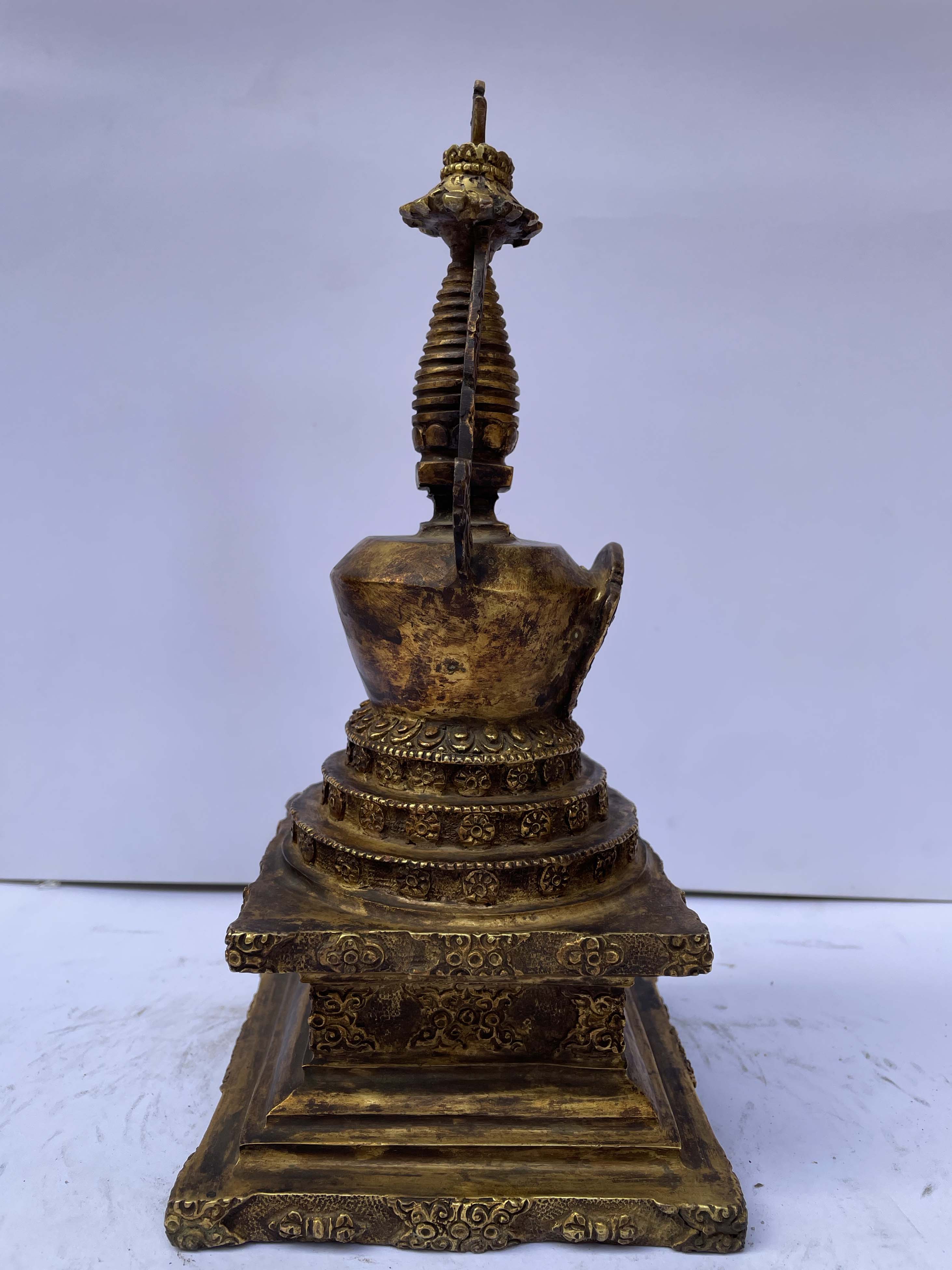 Buddhist Lotus Stupa- Pepung Chorten, Antique Finishing