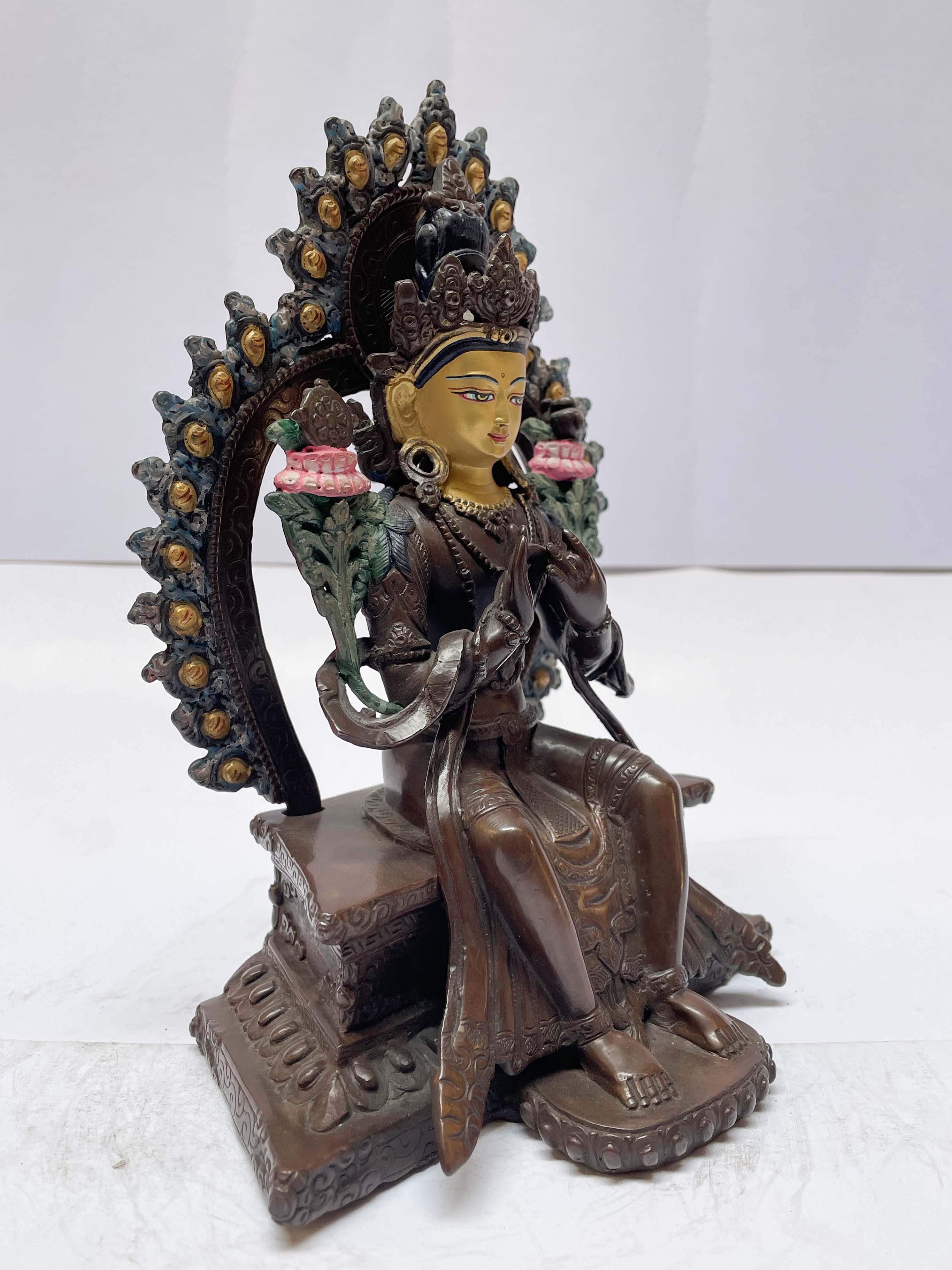 Buddhist Statue Of Maitreya Buddha, chocolate Oxidized