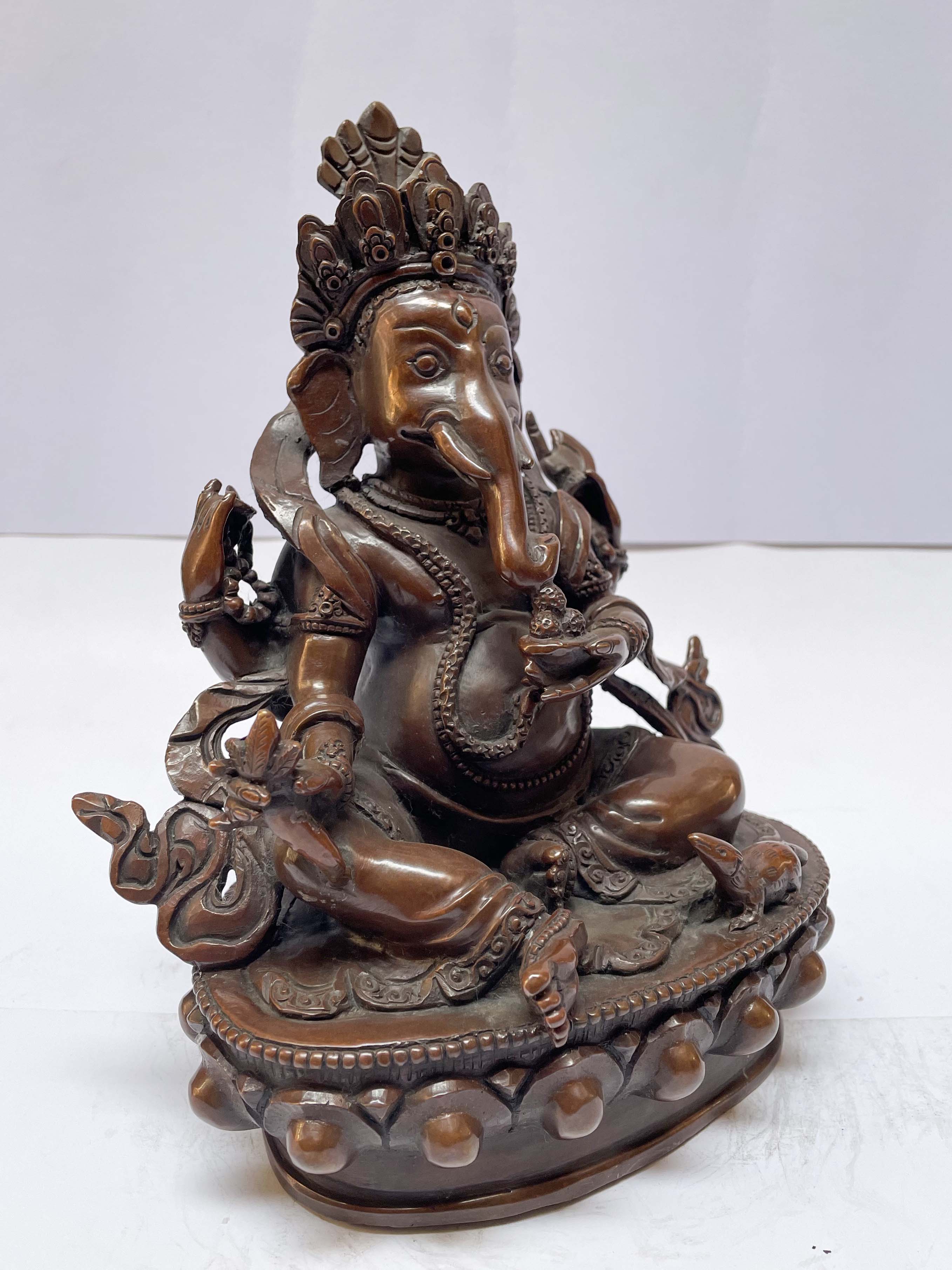 Buddhist Statue Of Ganesh, chocolate Oxidized