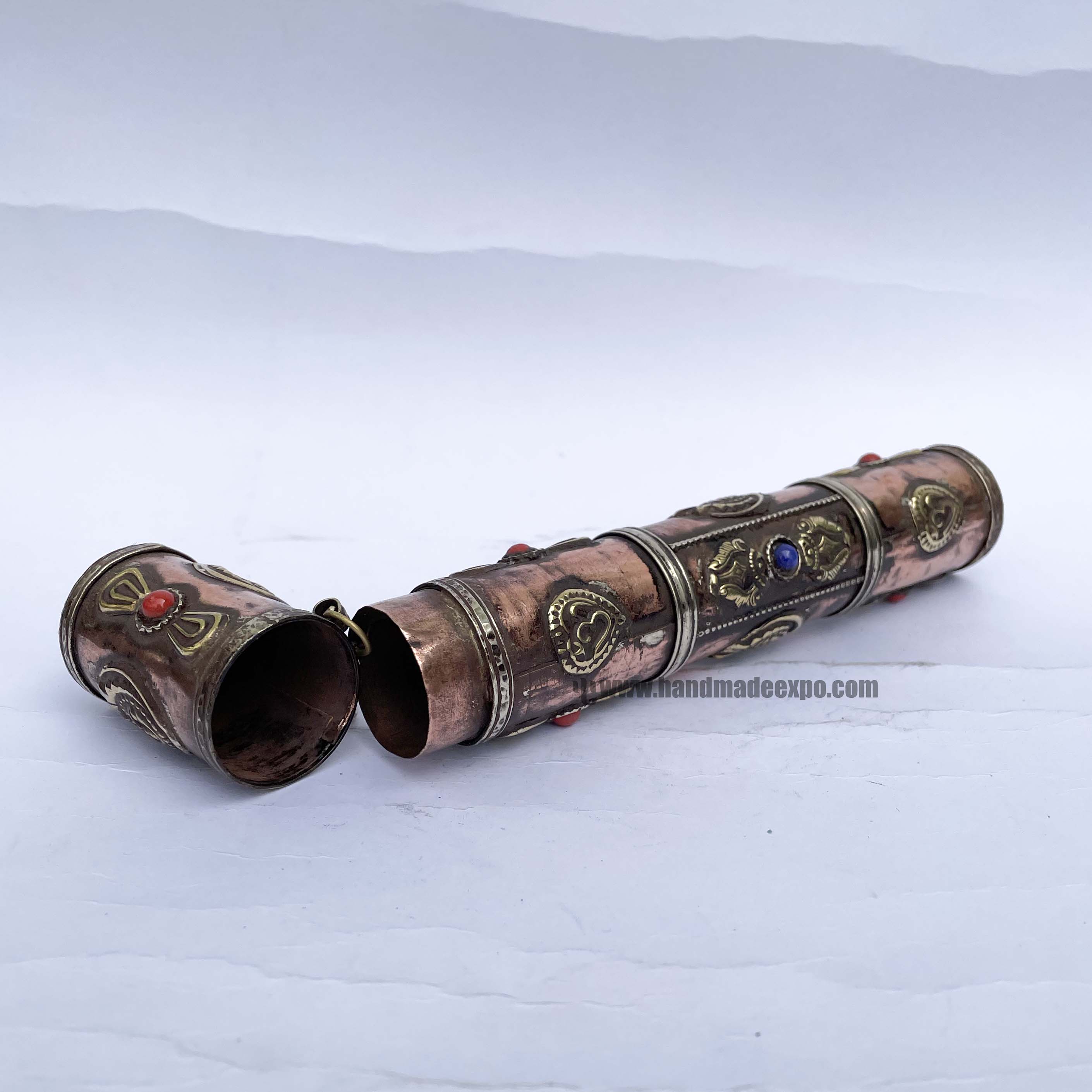 Hand Beaten Metal Incense Holder, Copper Antique