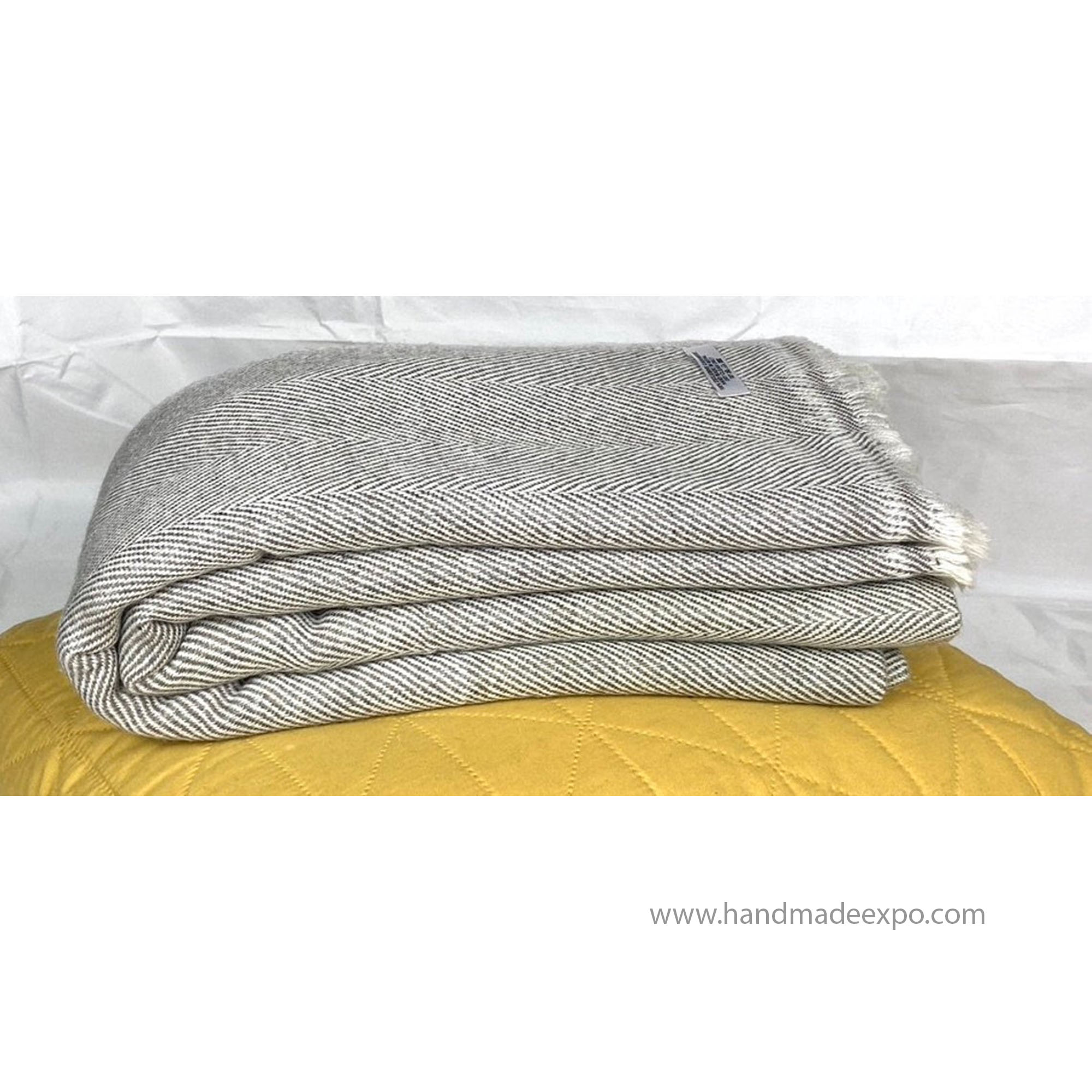 Pashmina Blanket, Thick Nepali Pashmina Shawl, Eight-ply Wool, Grey