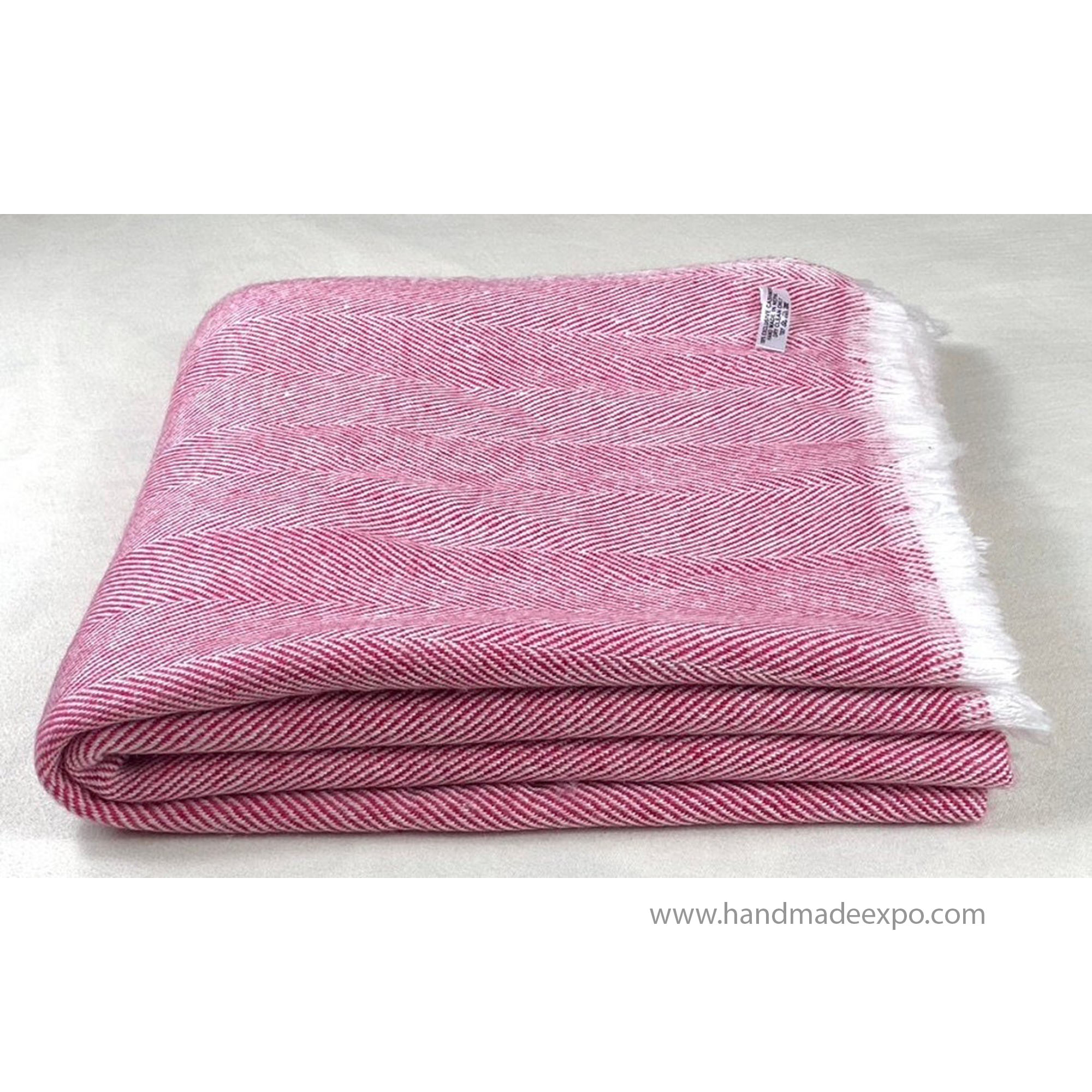 Pashmina Blanket, Thick Nepali Pashmina Shawl, Eight-ply Wool, Pink