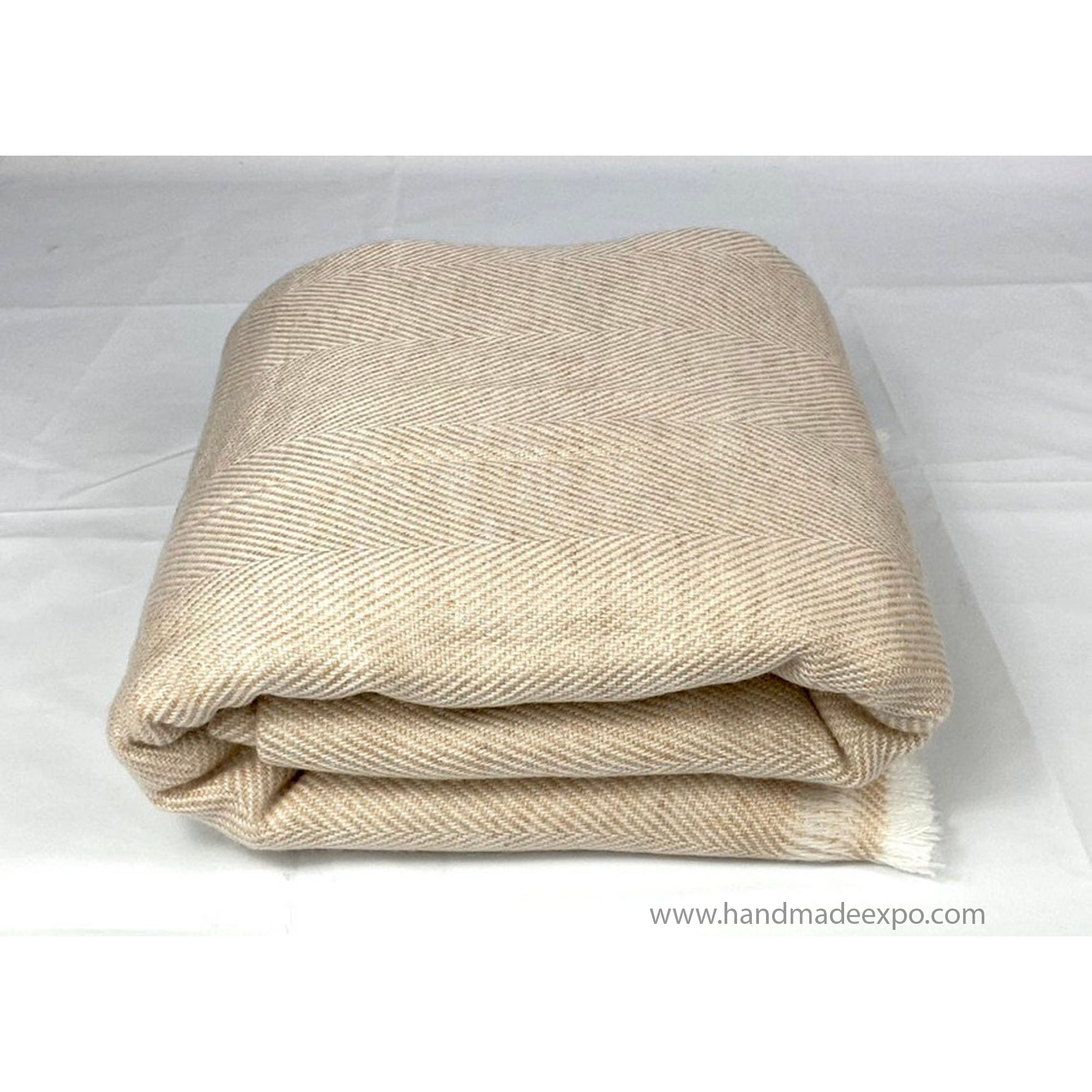 Pashmina Blanket, Thick Nepali Pashmina Shawl, Eight-ply Wool, Light Brown
