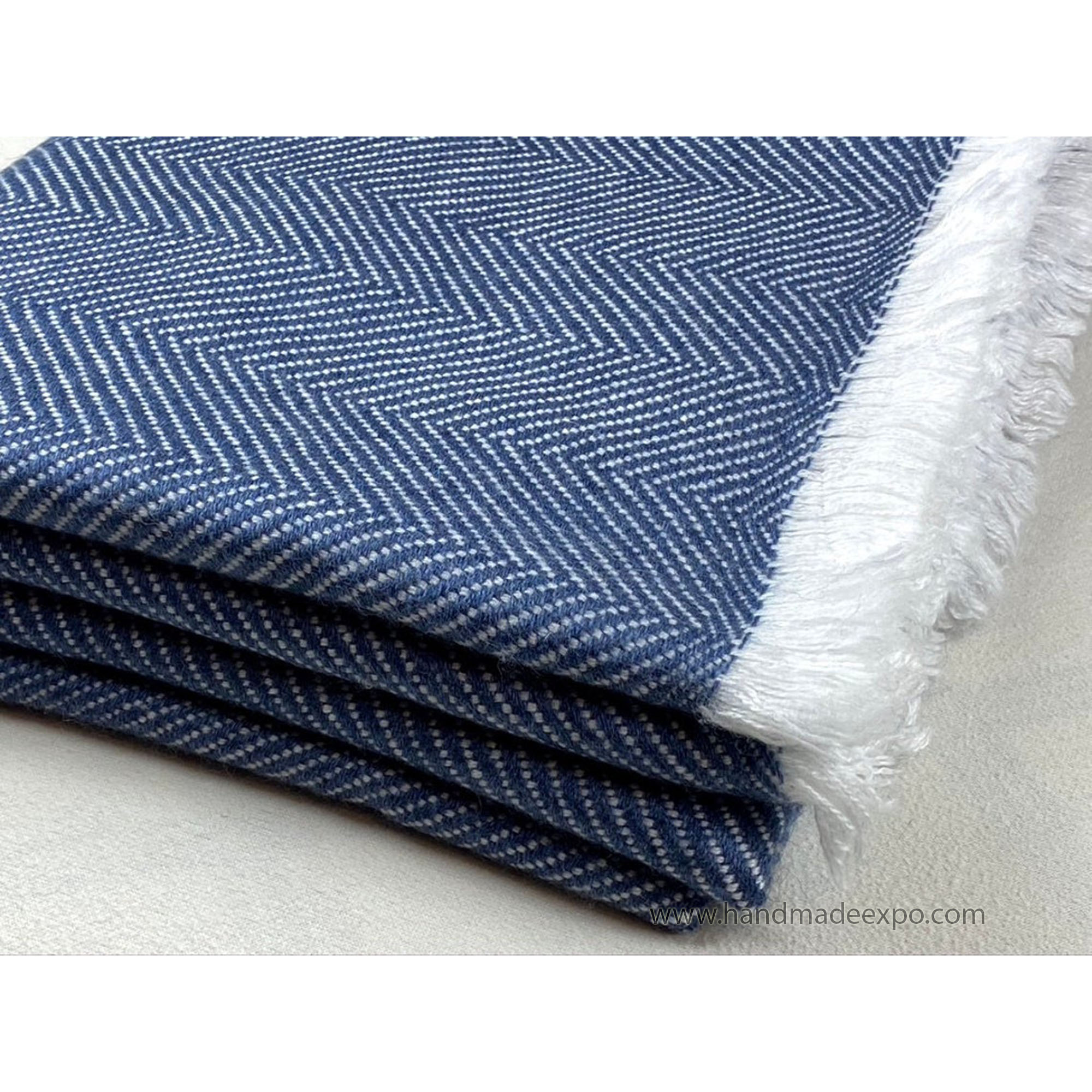 Pashmina Blanket, Thick Nepali Pashmina Shawl, Eight-ply Wool, Dark Blue, Cashmere