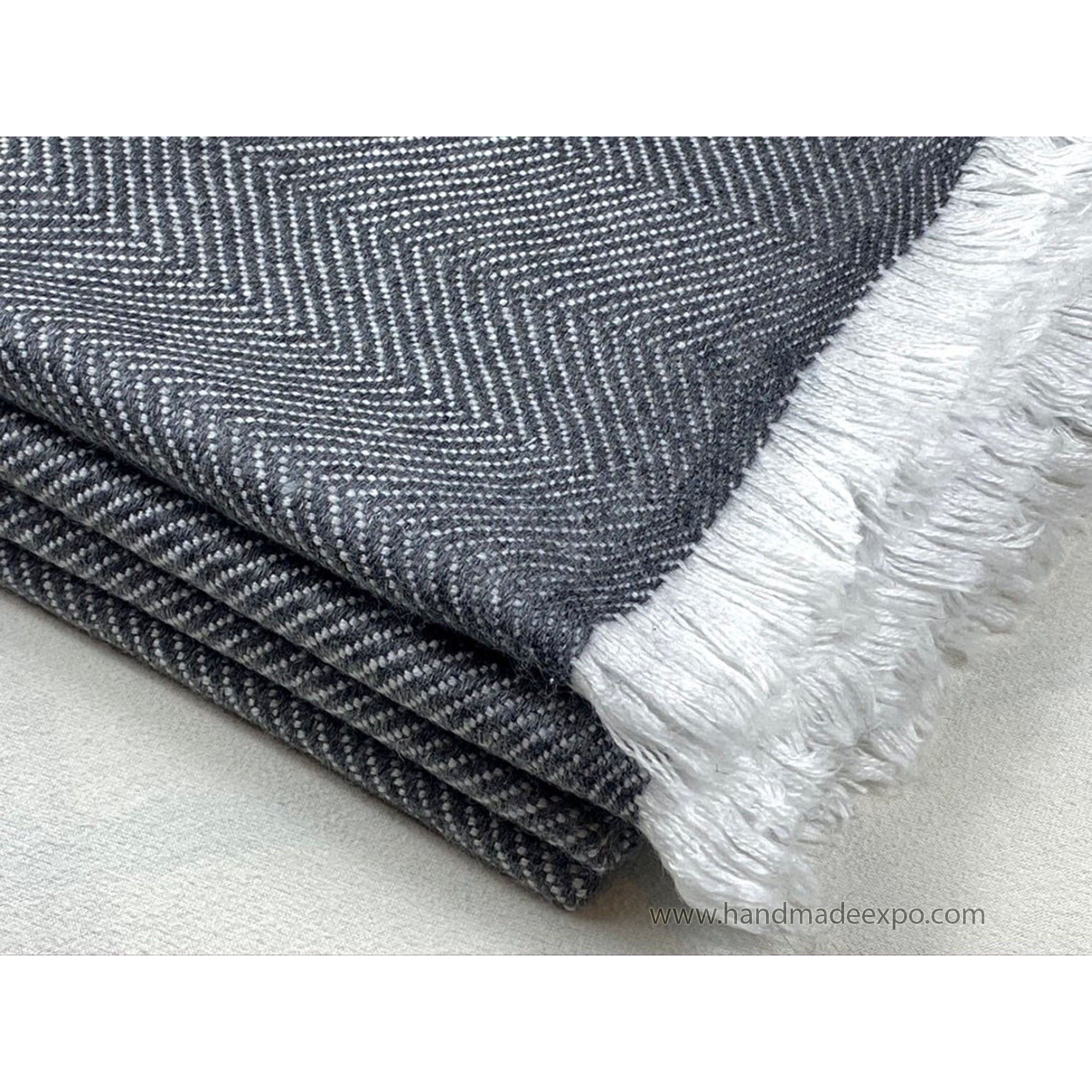Pashmina Blanket, Thick Nepali Pashmina Shawl, Eight-ply Wool, Dark Grey, Cashmere