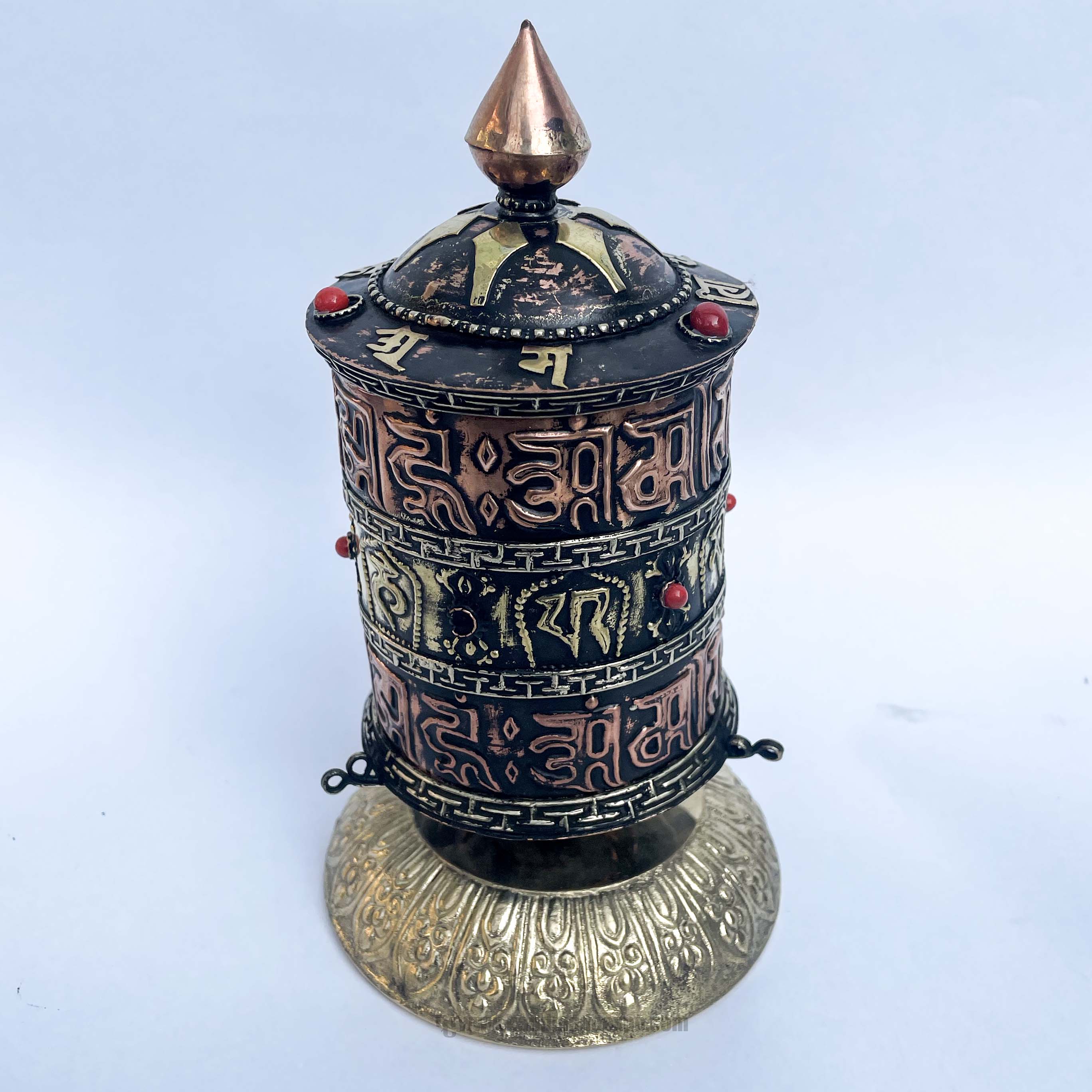 Table Prayer Wheel, With Mantra Inside, stone Setting