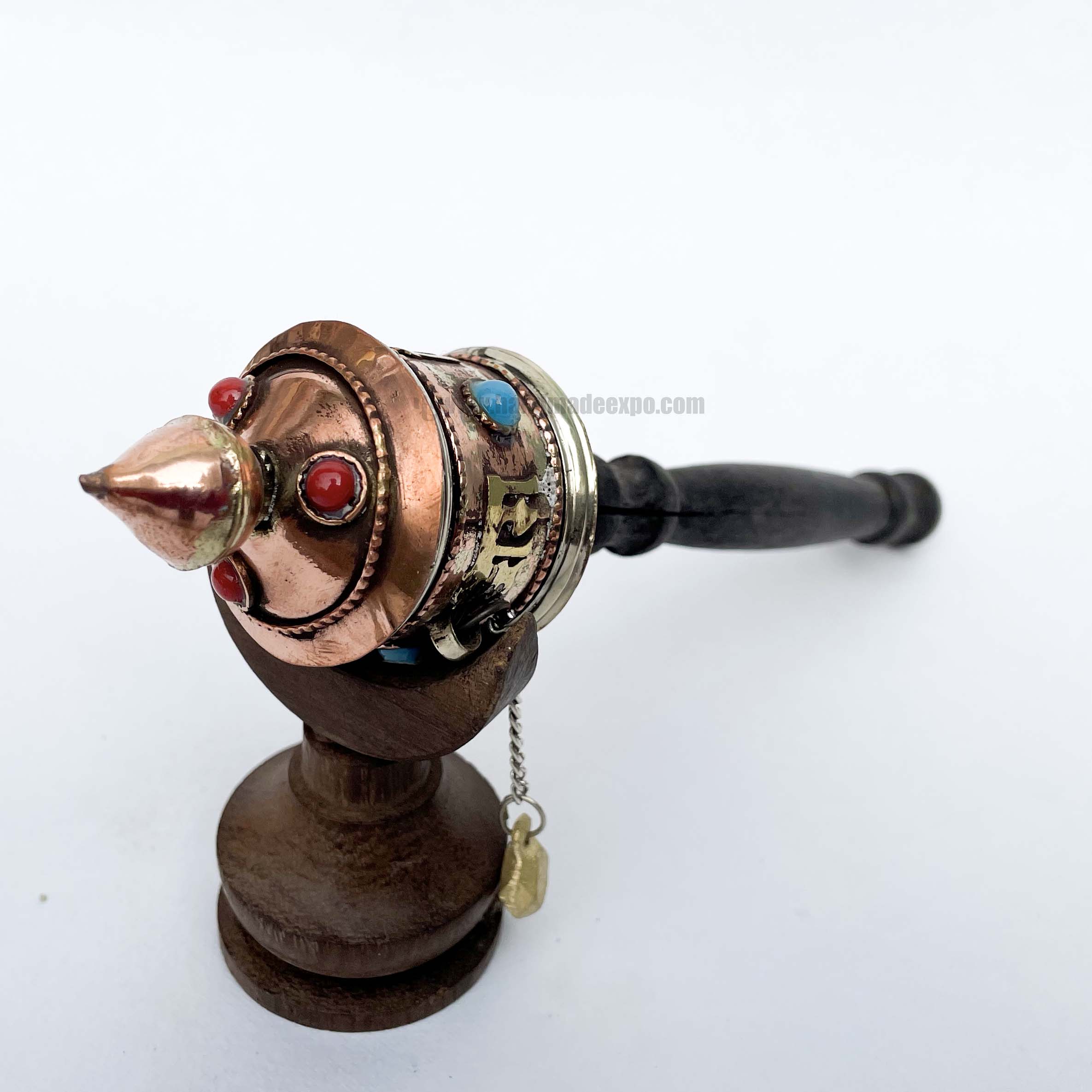 Brass Hand Held Prayer Wheel, <span Style=