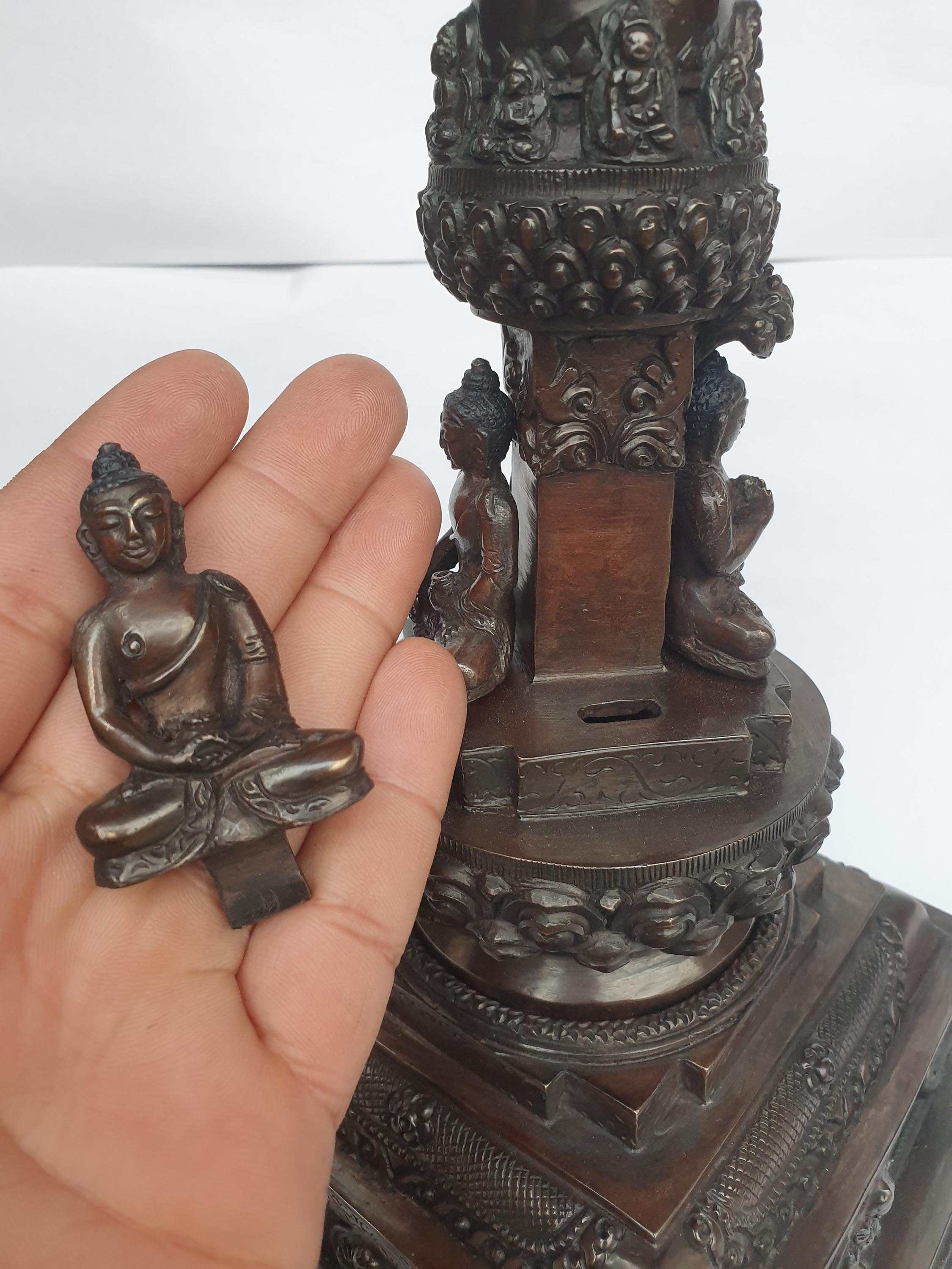 Buddhist Newari Stupa With Buddhas Detachable