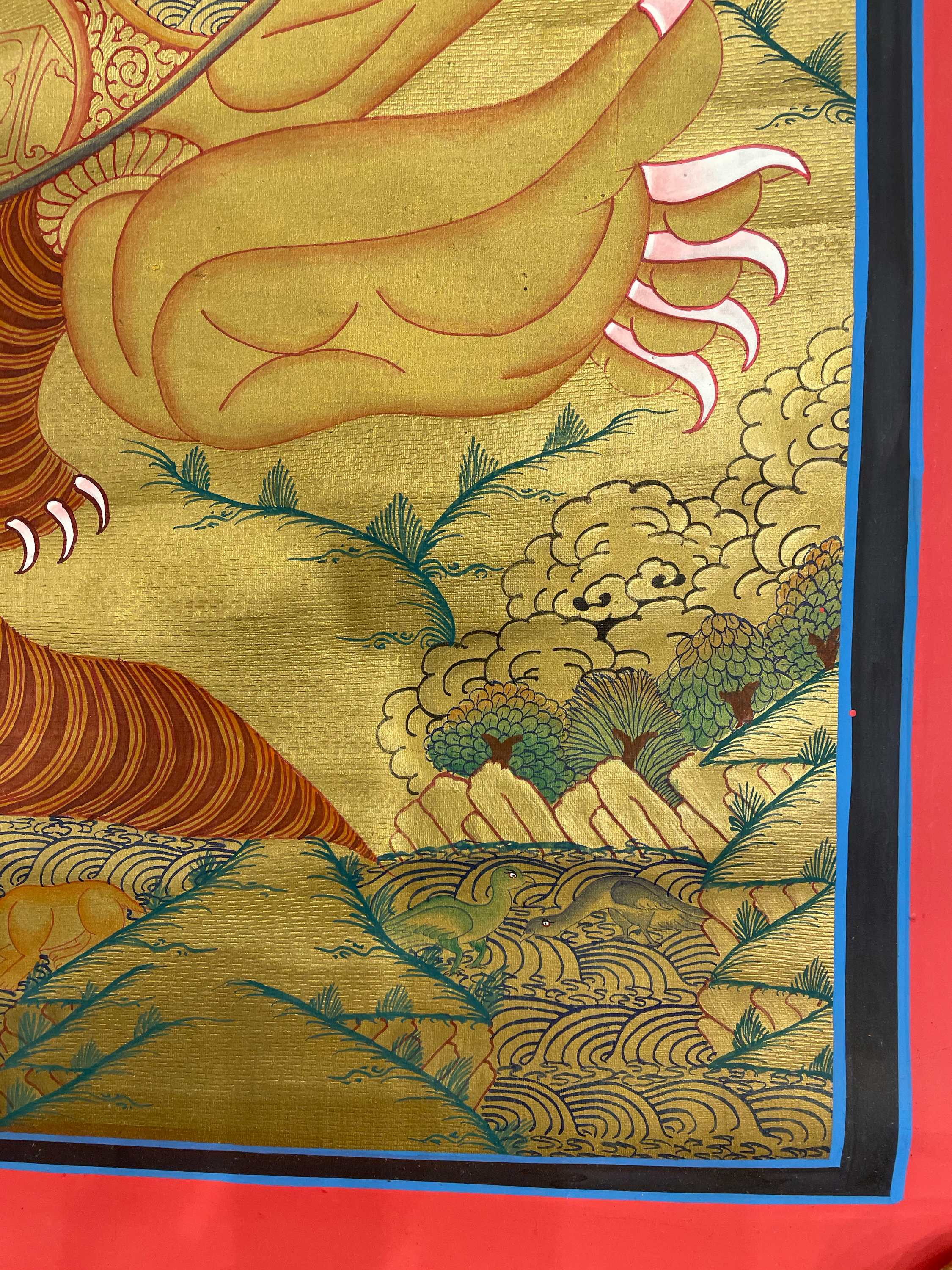 Buddist Hand Painted Thangka Of wheel Of Life, real Gold, Lamas Art