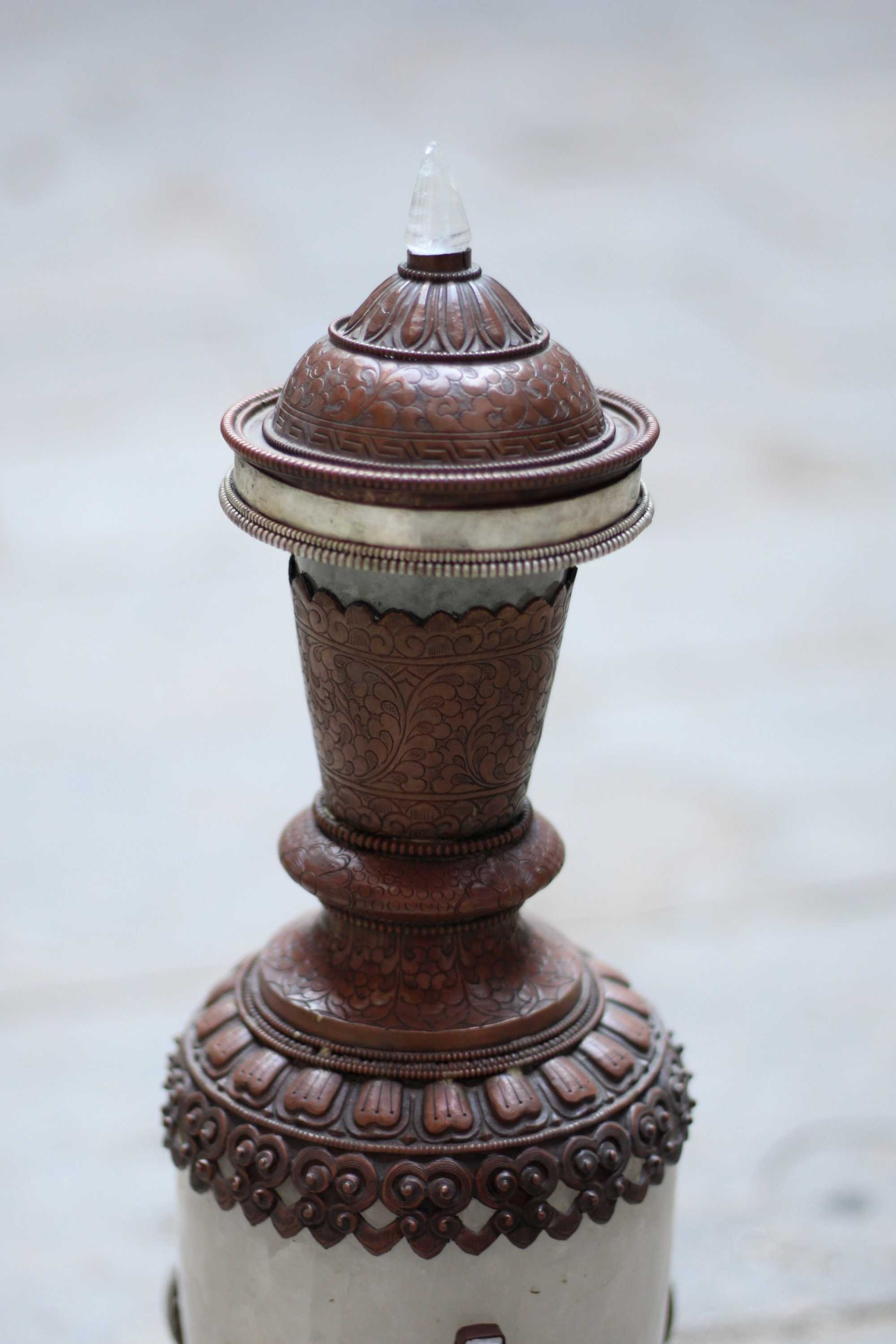 Crystal Flower Vase, metal Setting