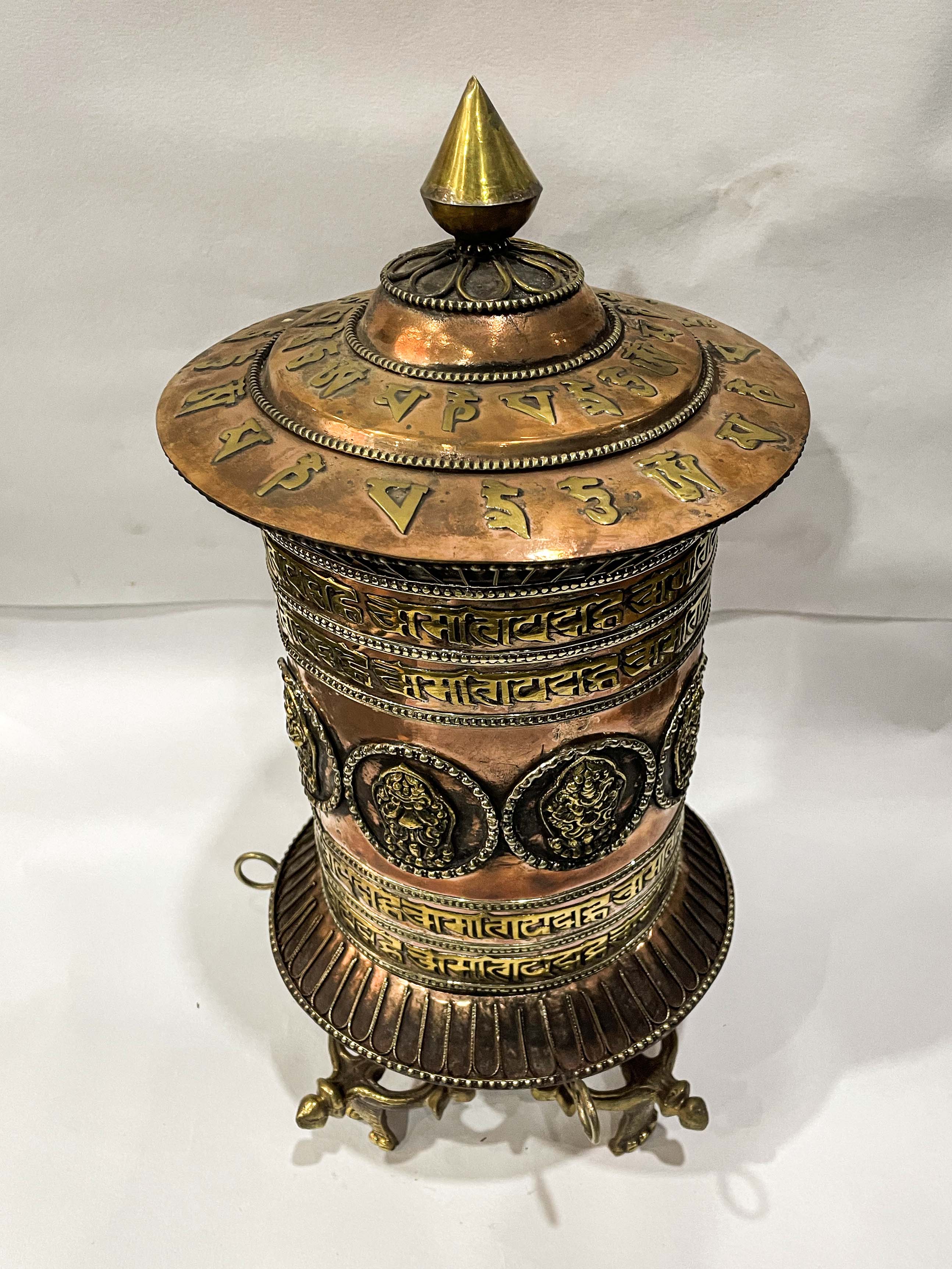 Table Prayer Wheel Big Size With Double Dorje, With Mantra Inside,