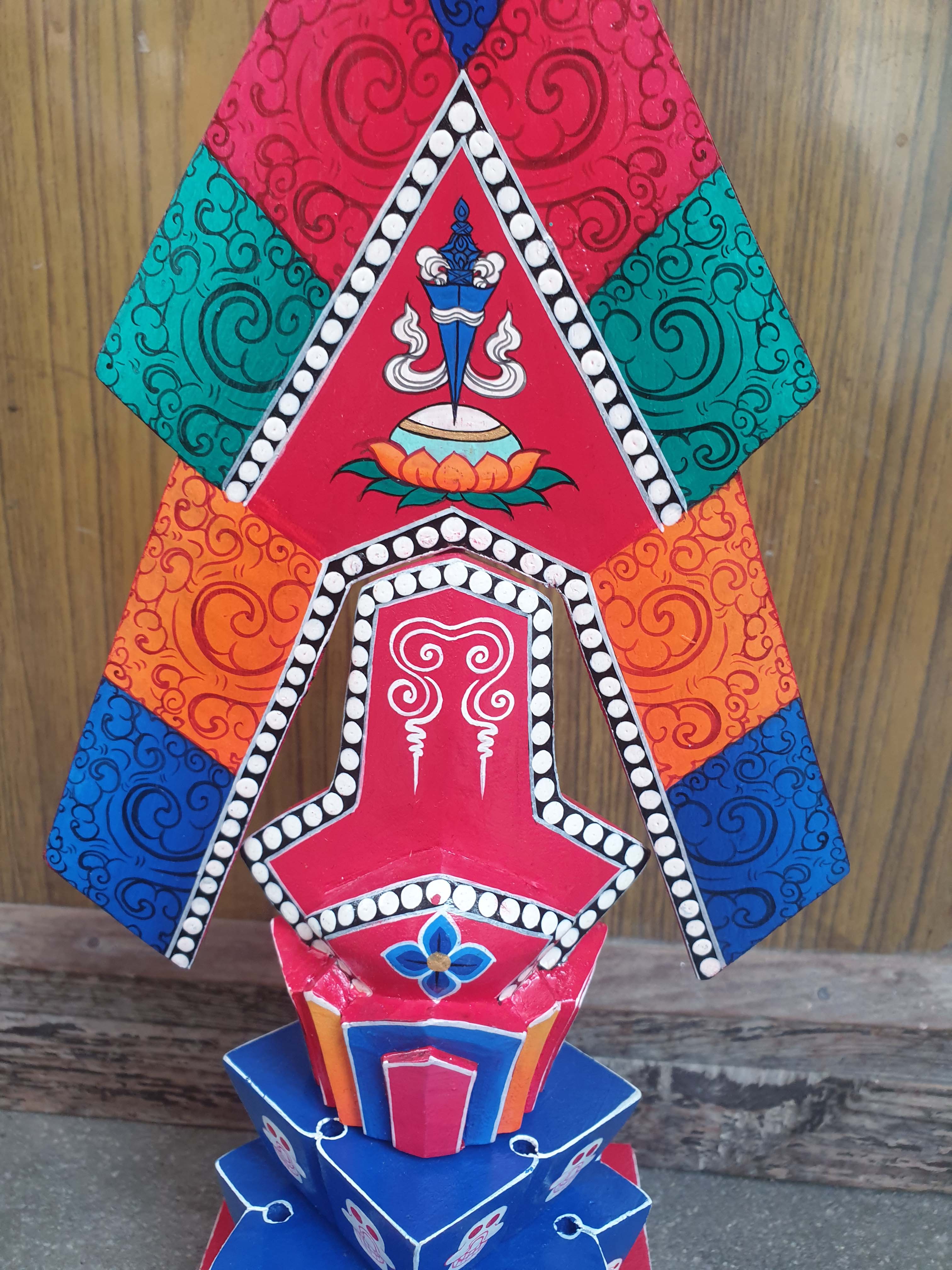 Buddhist Offering Item Of Phurba Wooden Painted Torma,