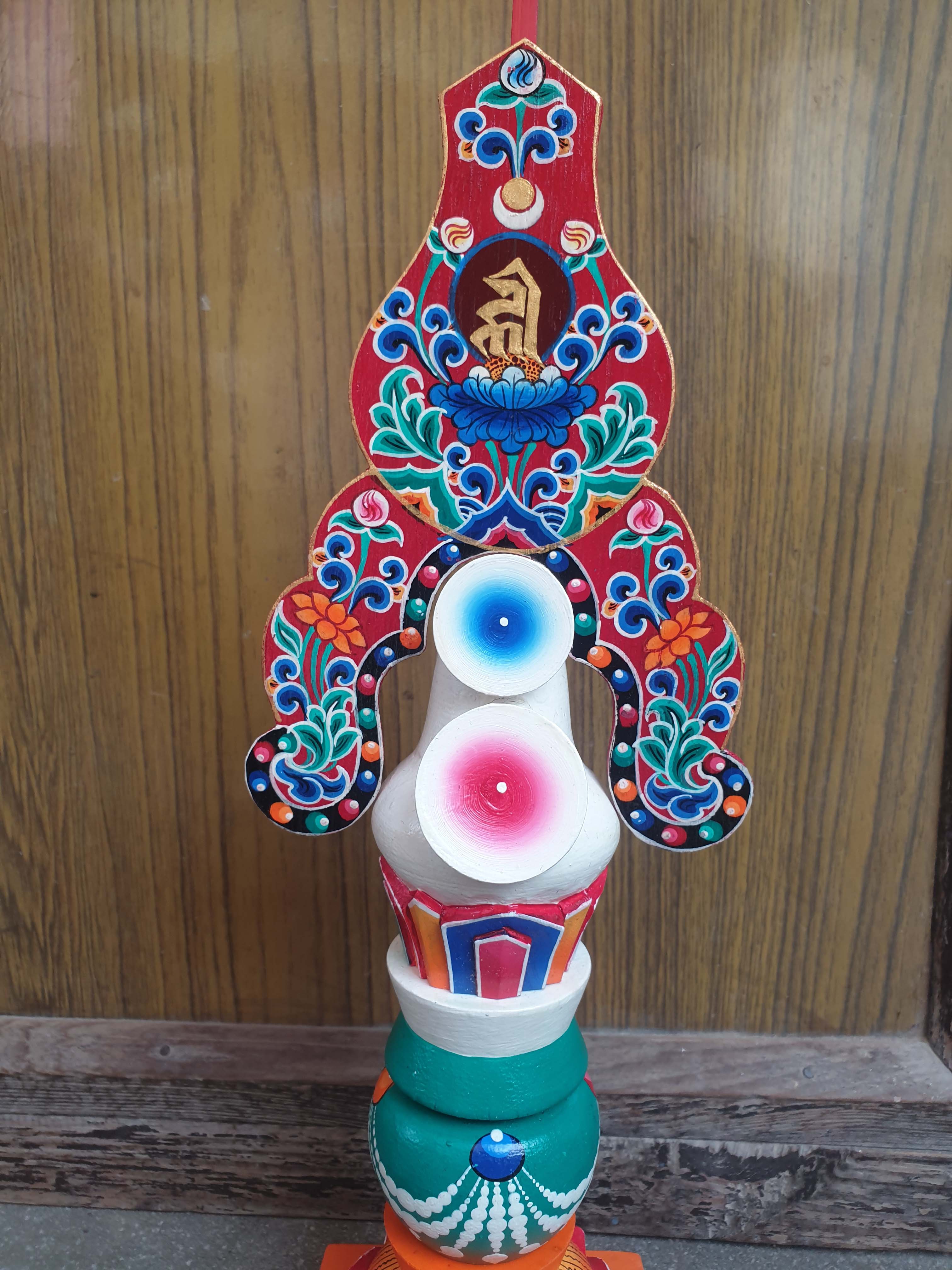 Buddhist Offering Item Of Chengrezig Dungaranhdol Wooden Painted Torma,