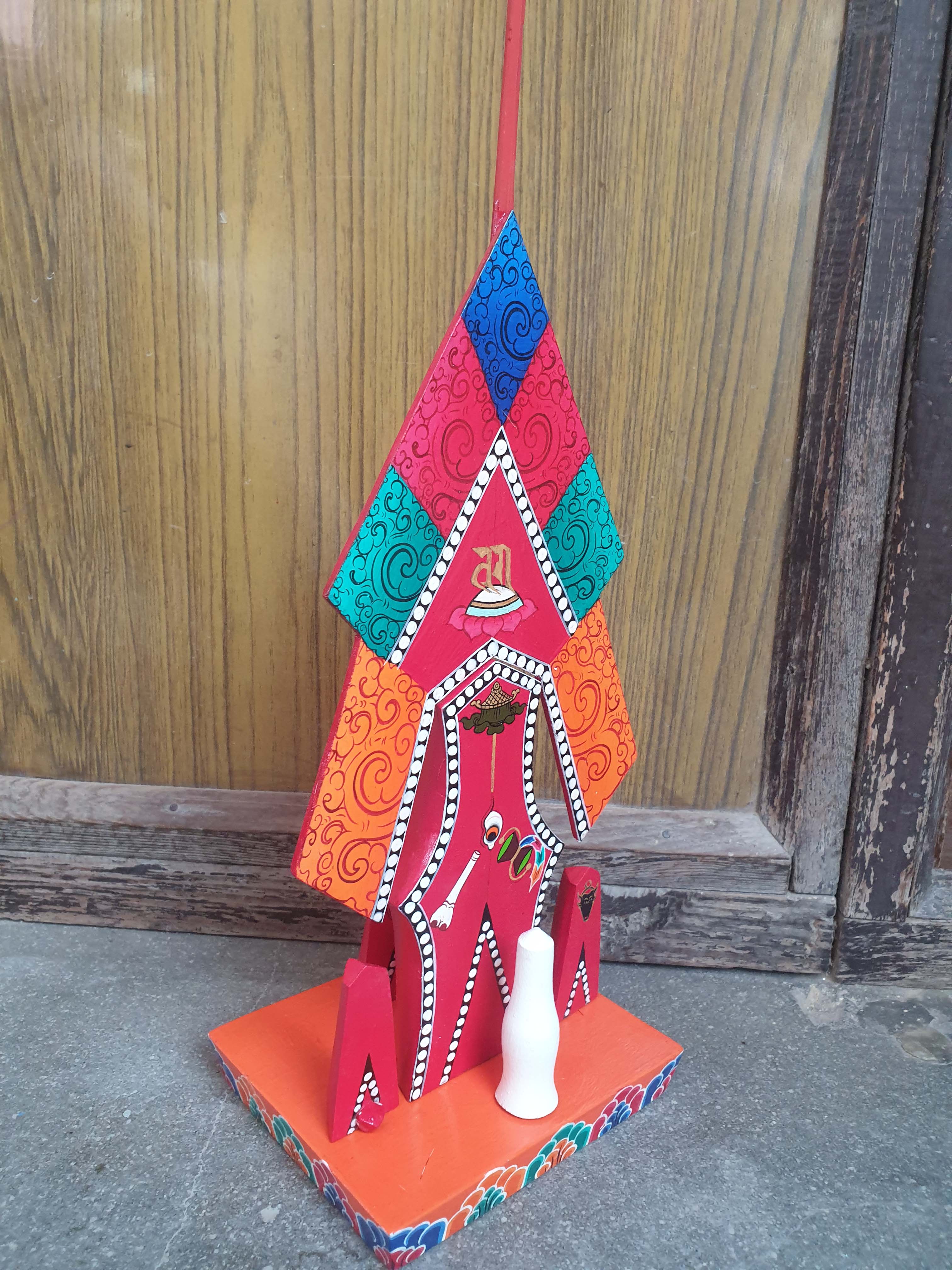 Buddhist Offering Item Of Wooden Painted Torma Mamging Ekjati Wooden Painted Torma,