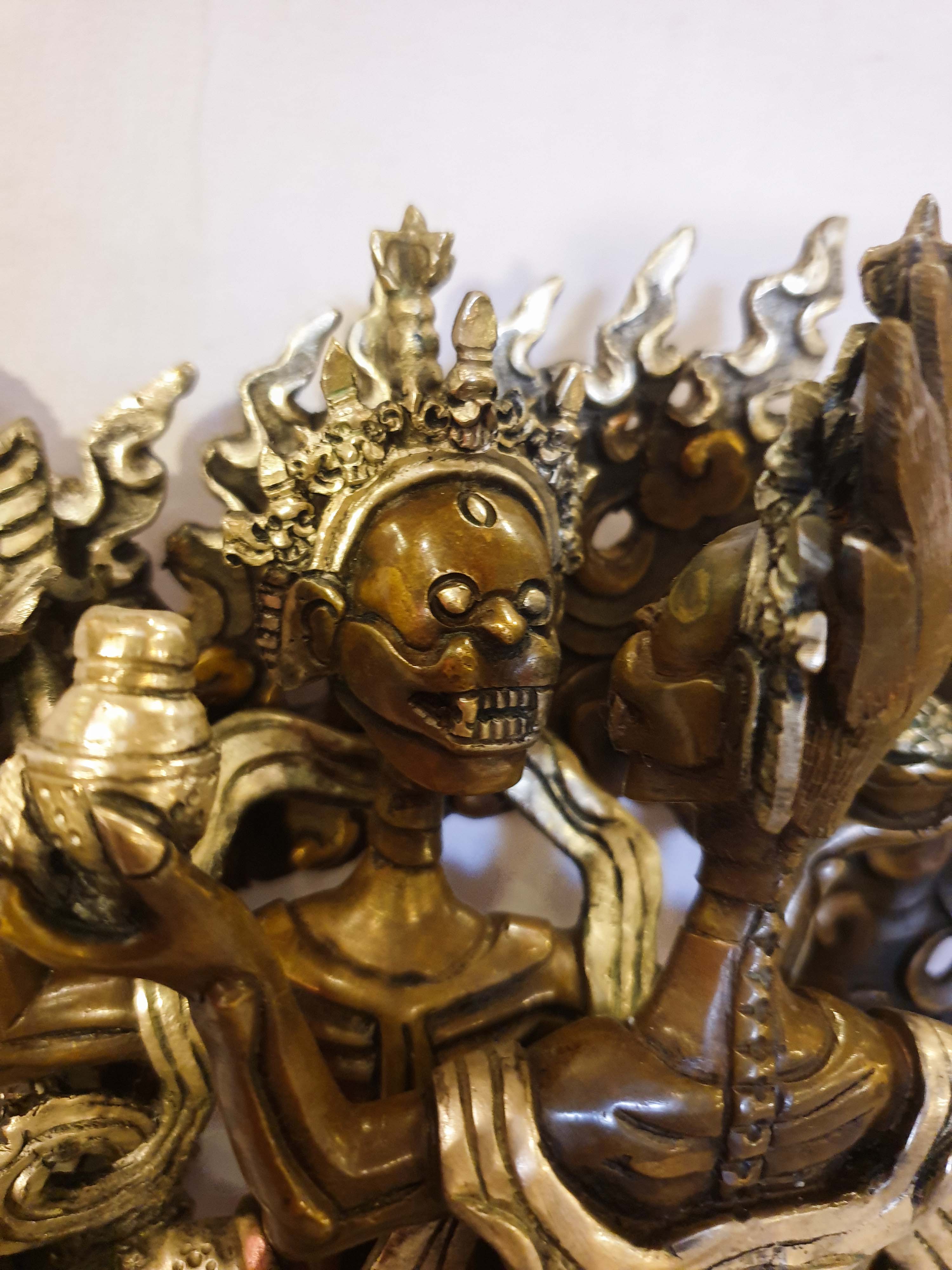 Buddhist Statue Of Citipati, silver And Chocolate Oxidized
