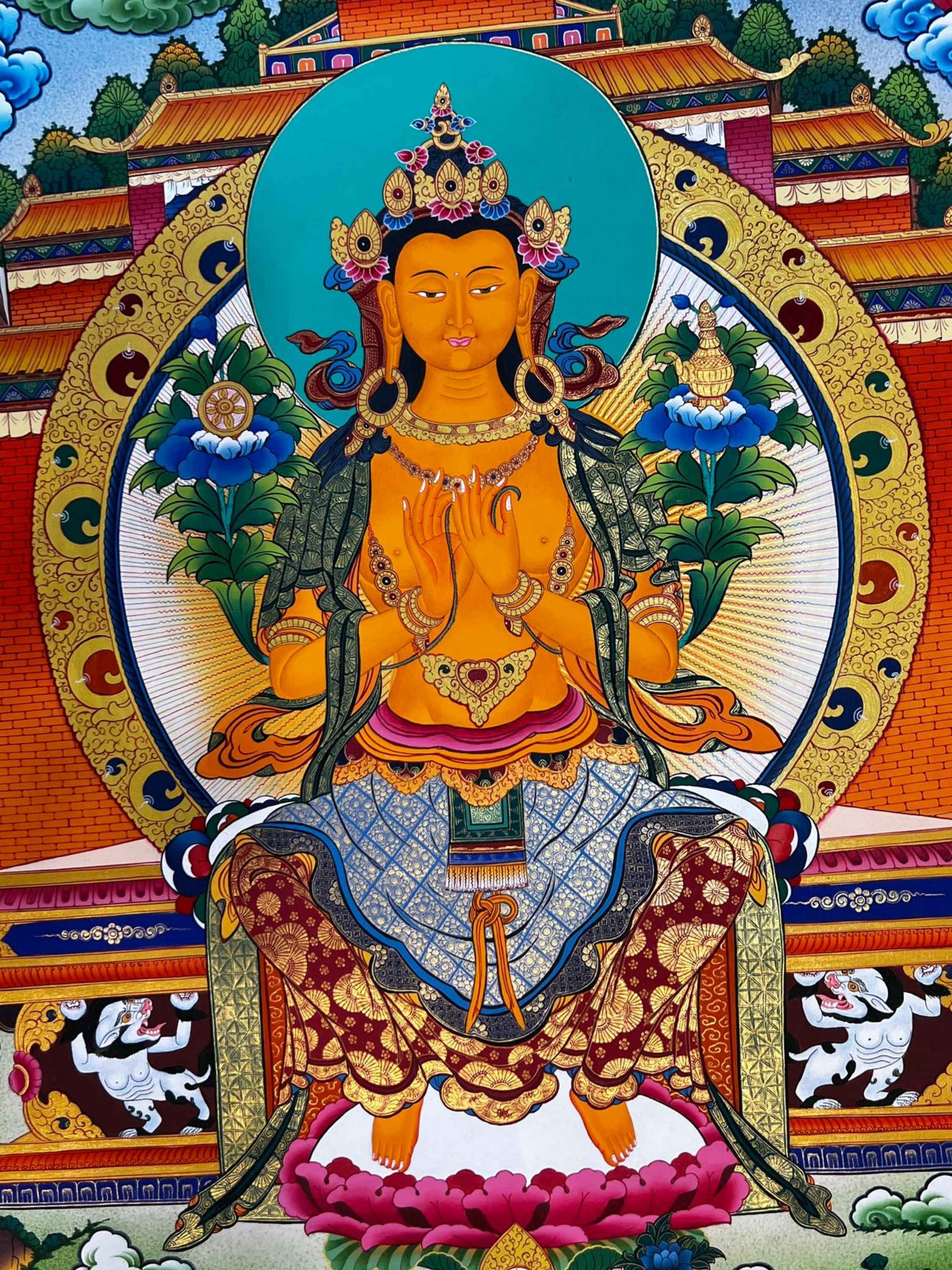 Buddhist Handmade Thangka <span Style=