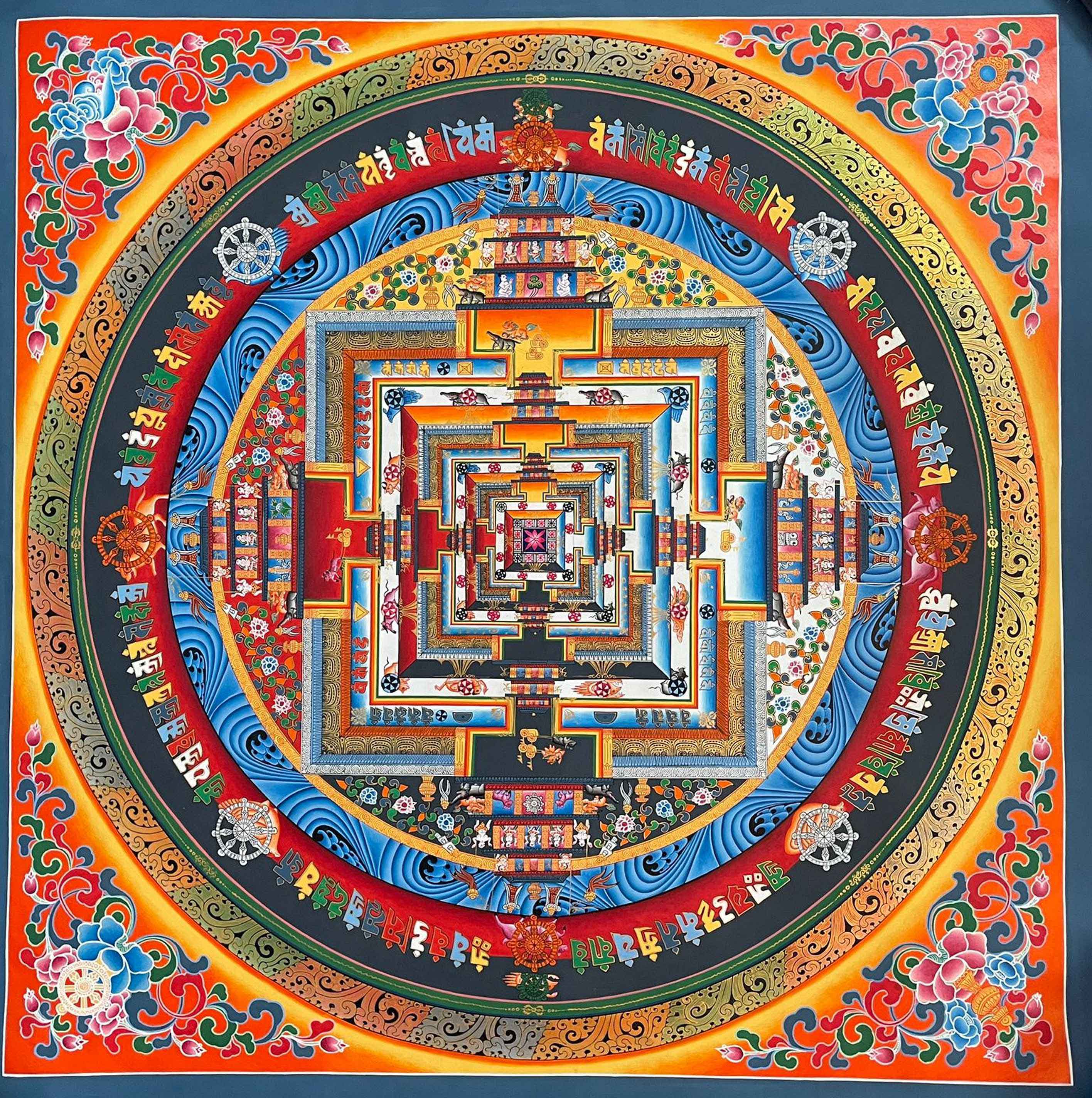 Buddhist Handmade Kalachakra Mandala, Sand Mandala, Wheel <span Style=
