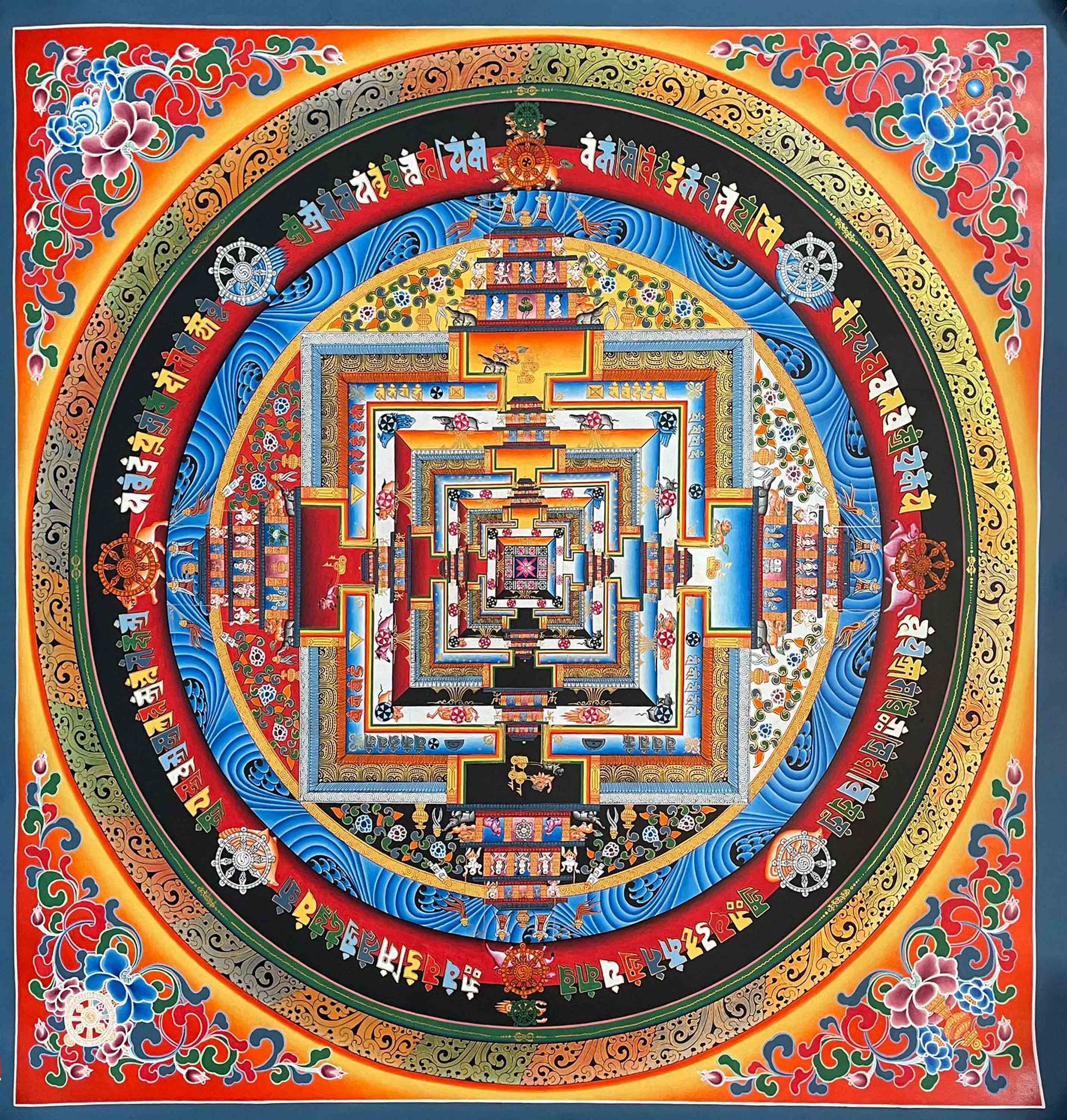 Buddhist Handmade Kalachakra Mandala, Sand Mandala, Wheel <span Style=