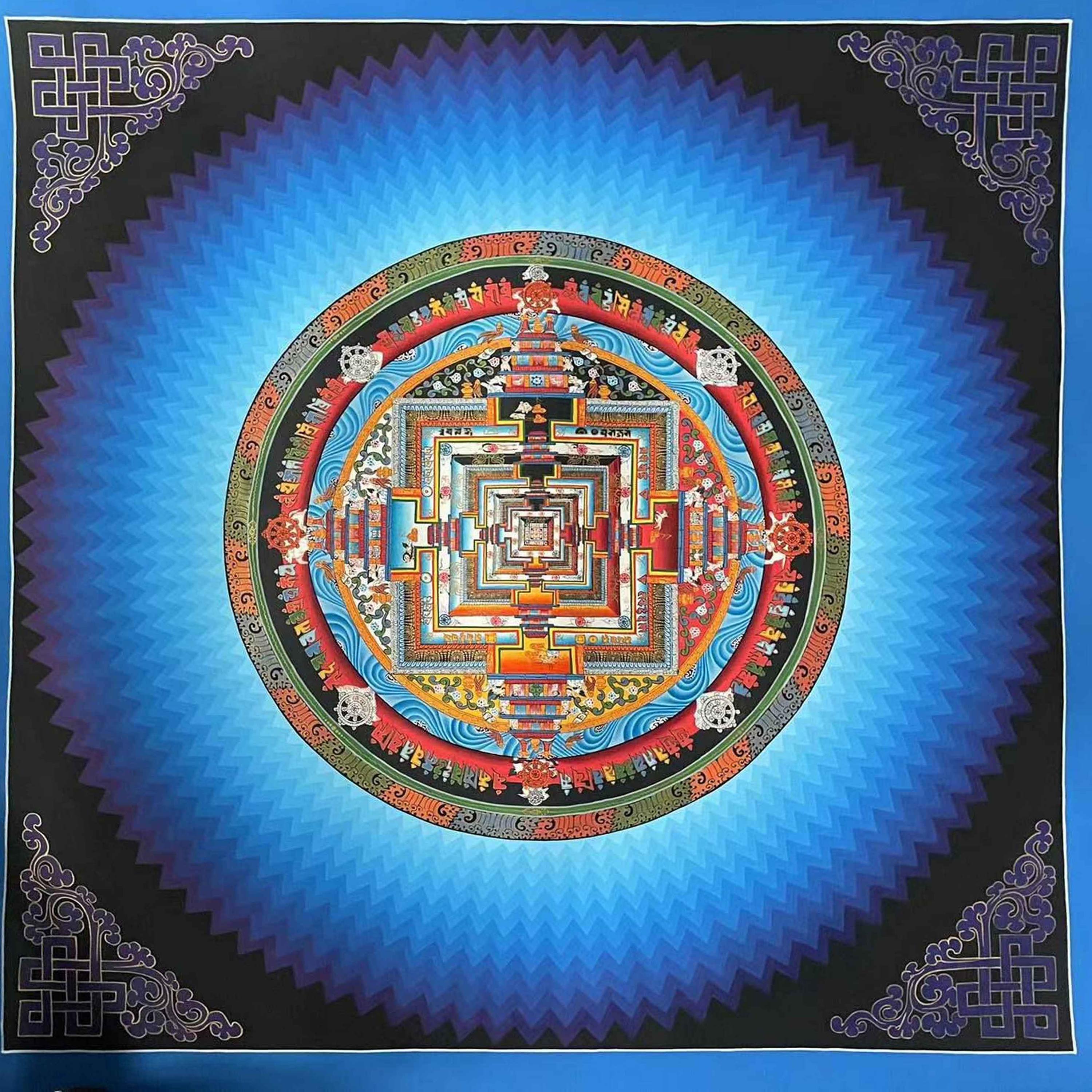 Buddhist Handmade Kalachakra Mandala, Sand Mandala, Wheel <span Style=