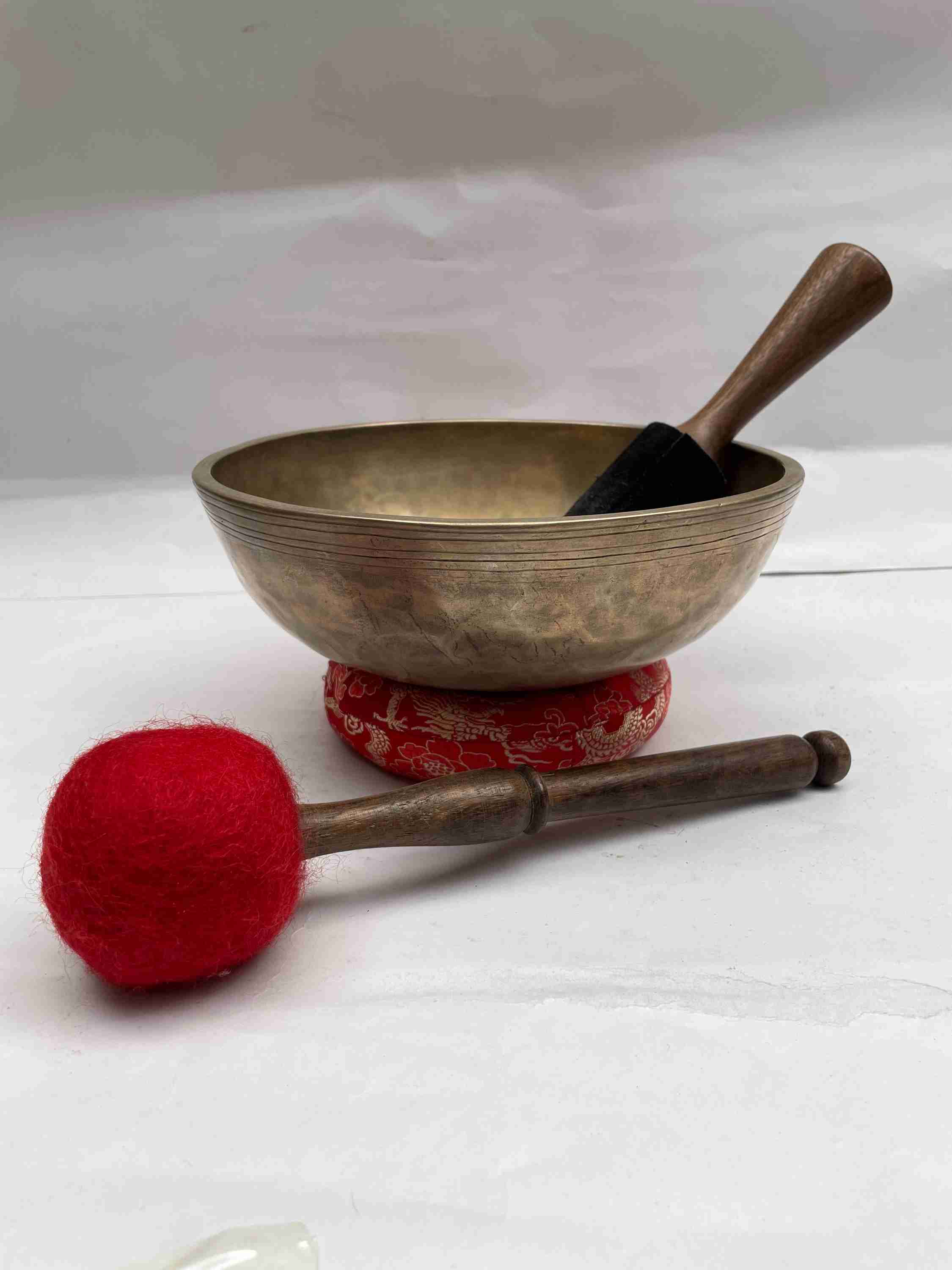 old, Buddhist Hand Beaten manipuri Singing Bowl, With Plain