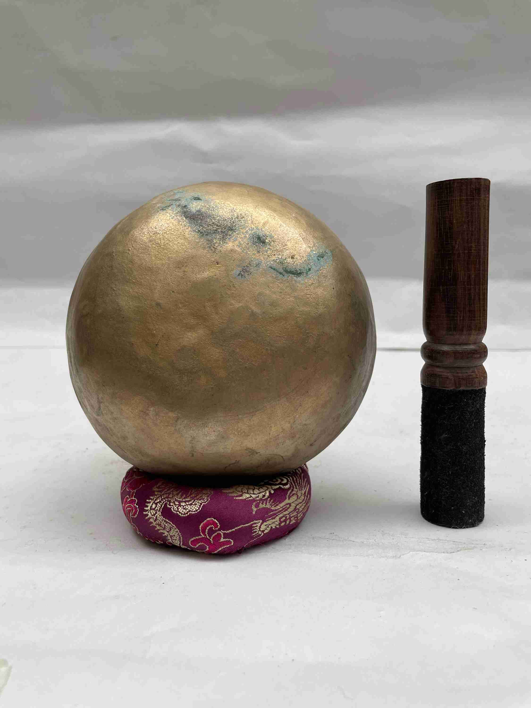 old, Buddhist Hand Beaten manipuri Singing Bowl, With Plain