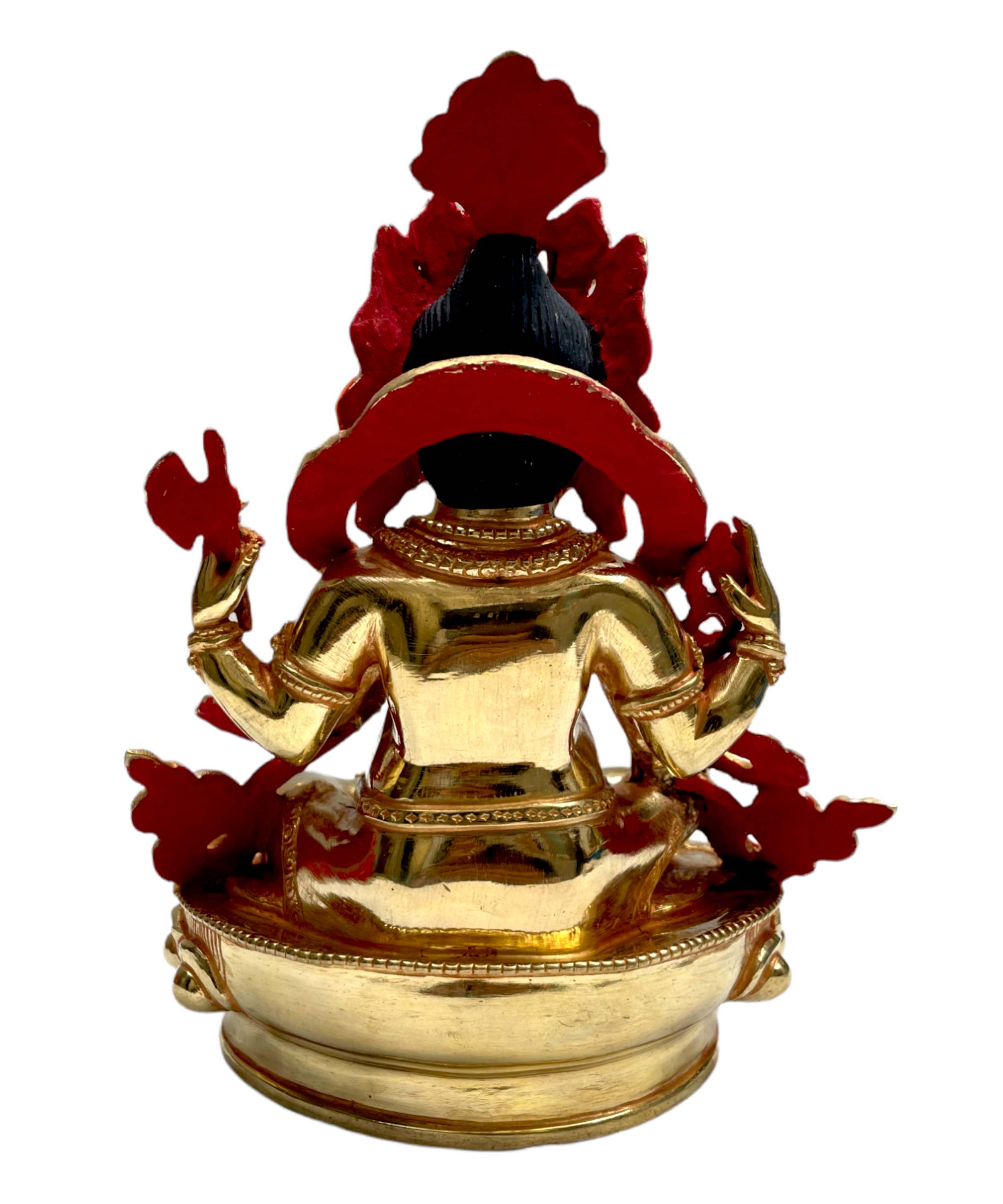 Buddhist Statue Of ganesh, Full Fire Gold Plated, With painted Face