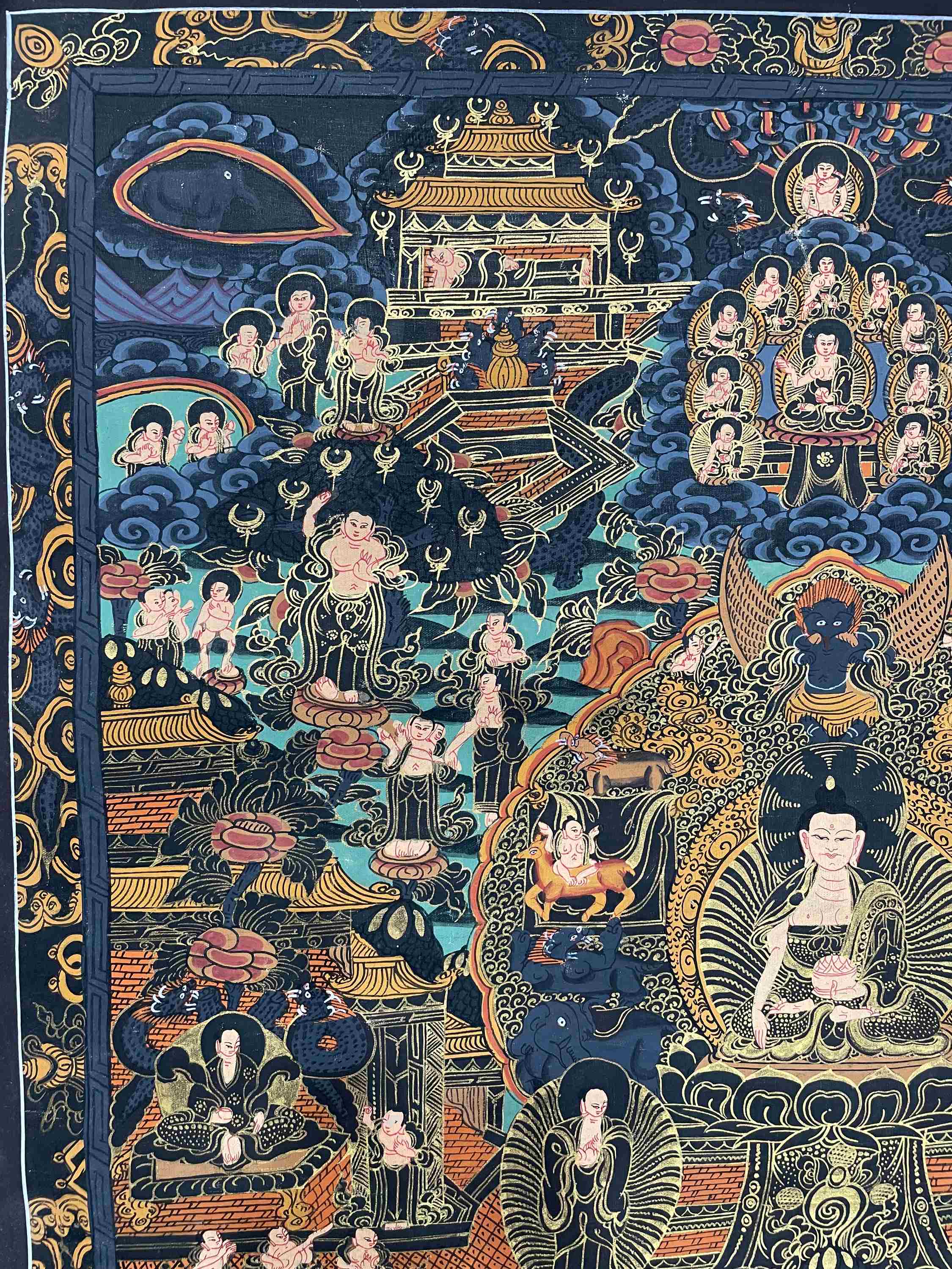 Buddhist Hand Painting Of Buddha Life Story, hand Painted