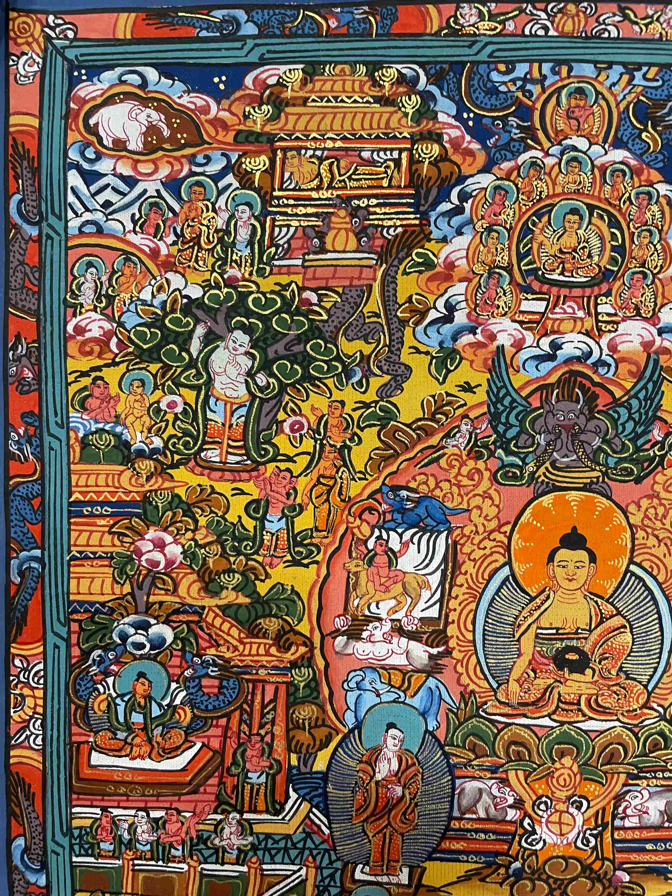 Buddhist Hand Painting Thangka Of Buddha Life Story, hand Painted