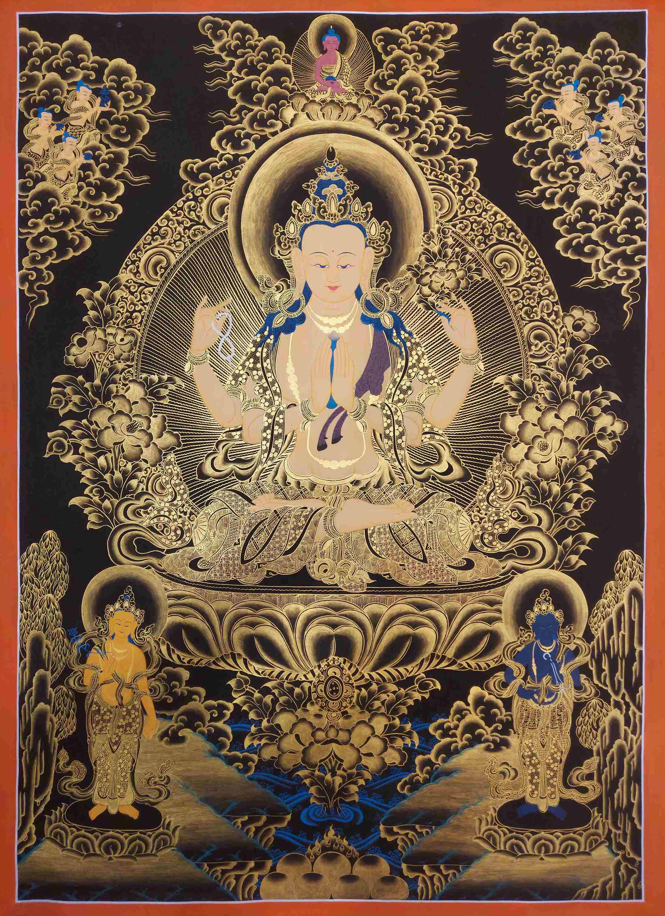 Buddhist Hand Painting Thangka <span Style=