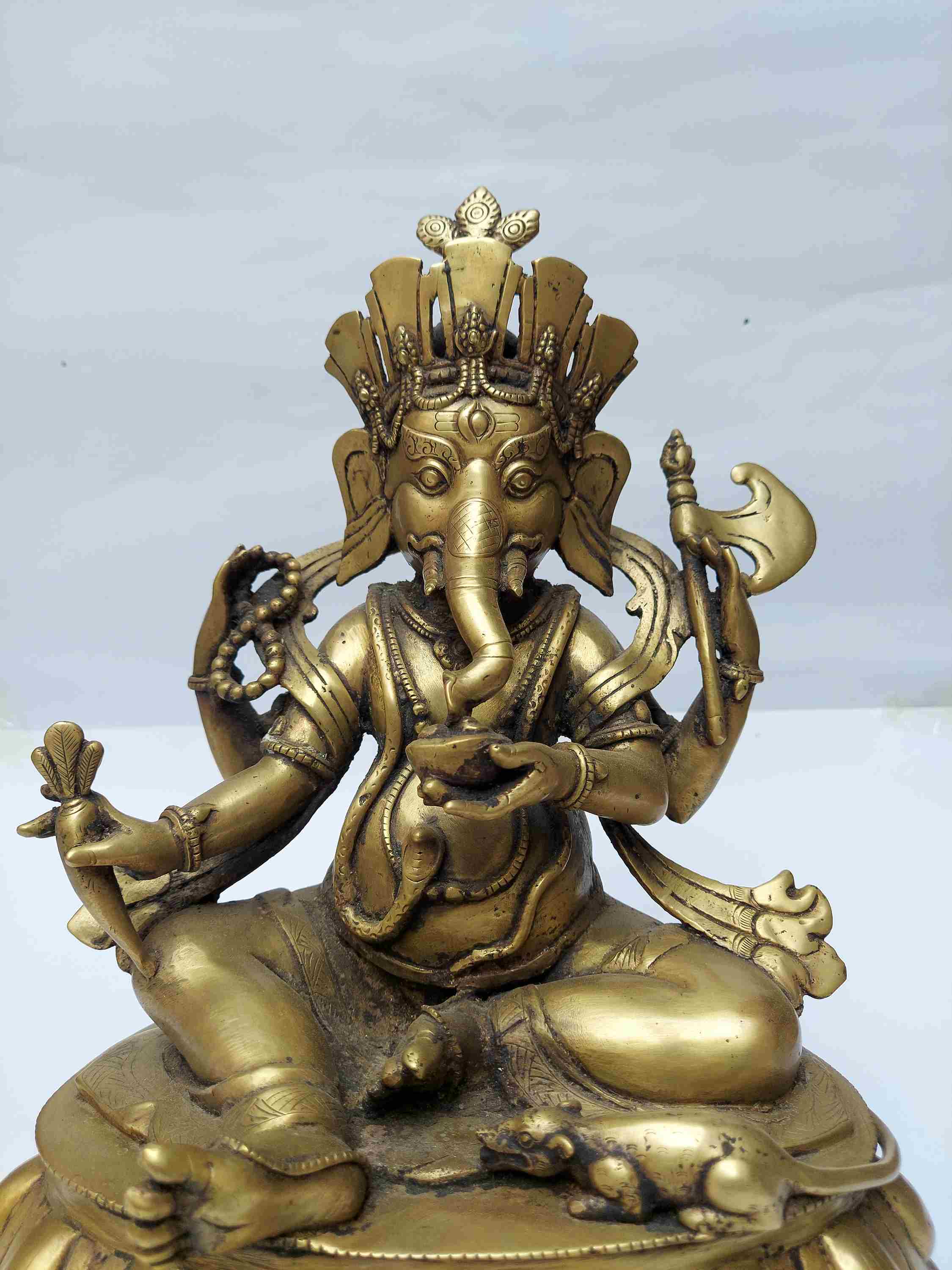 unique Brass From Bhaktapur, Buddhist Miniature Statue Of Ganesh, Ganesha, bronze Finishing